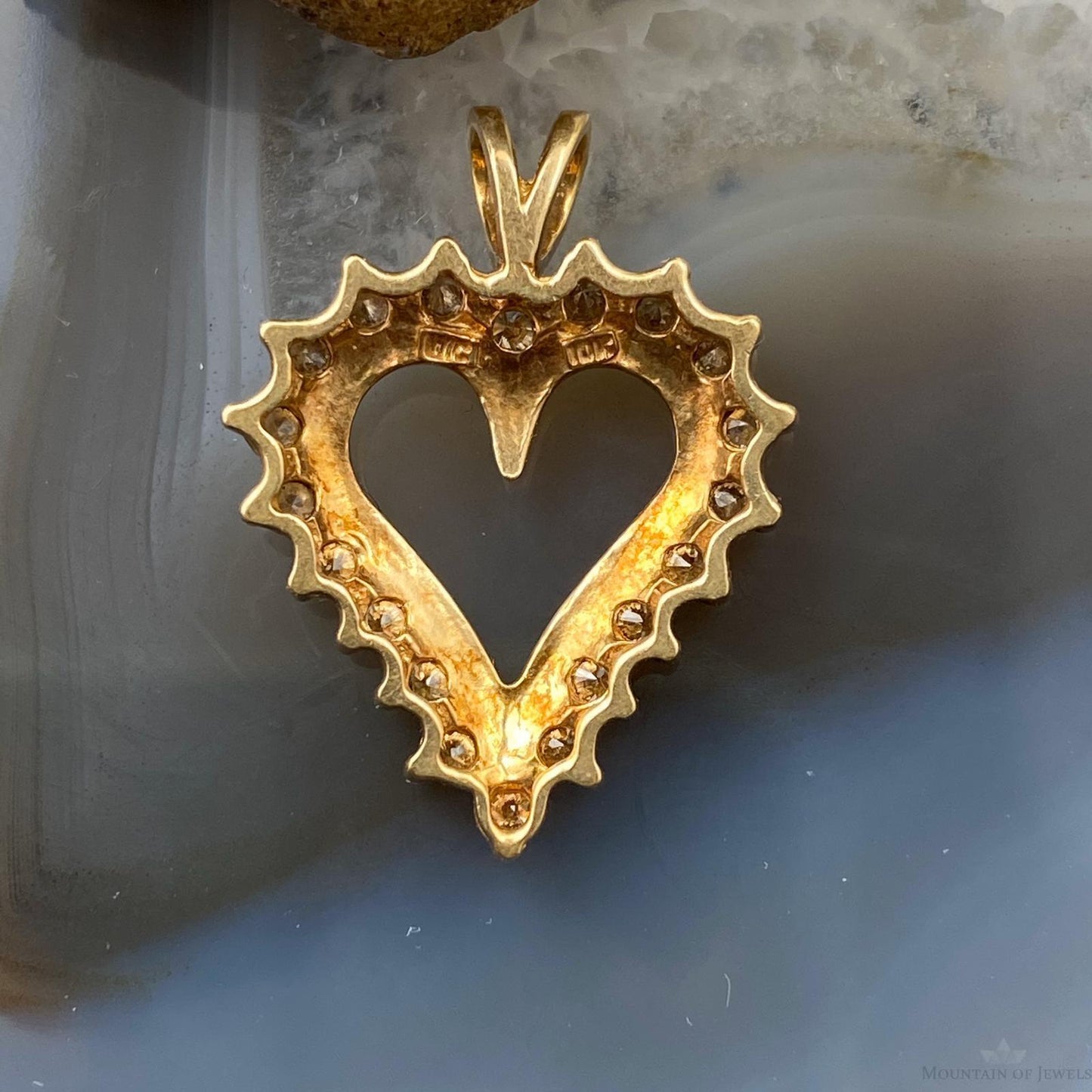 10K Yellow Gold Brown Diamonds Heart Shape Pendant For Women