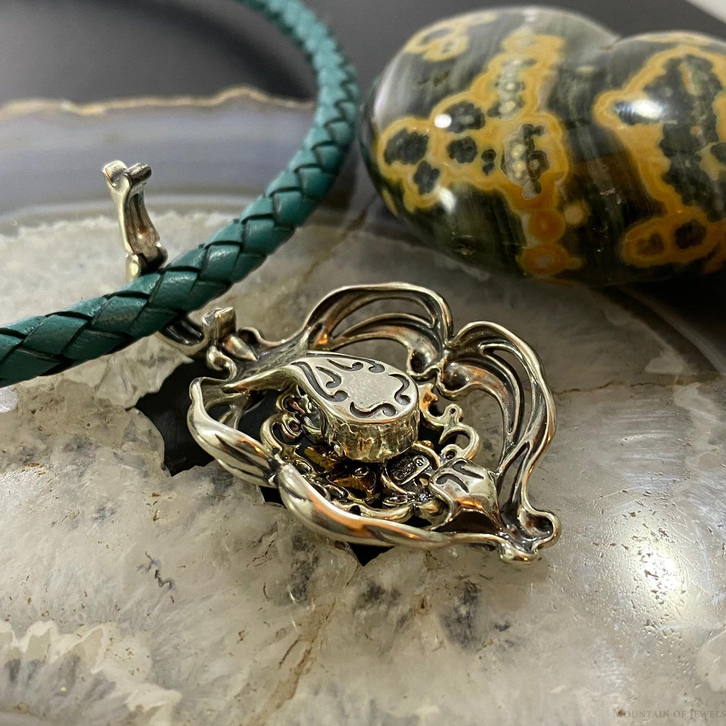 Carolyn Pollack Southwestern Style Sterling Silver & Brass Decorated Pendant For Women