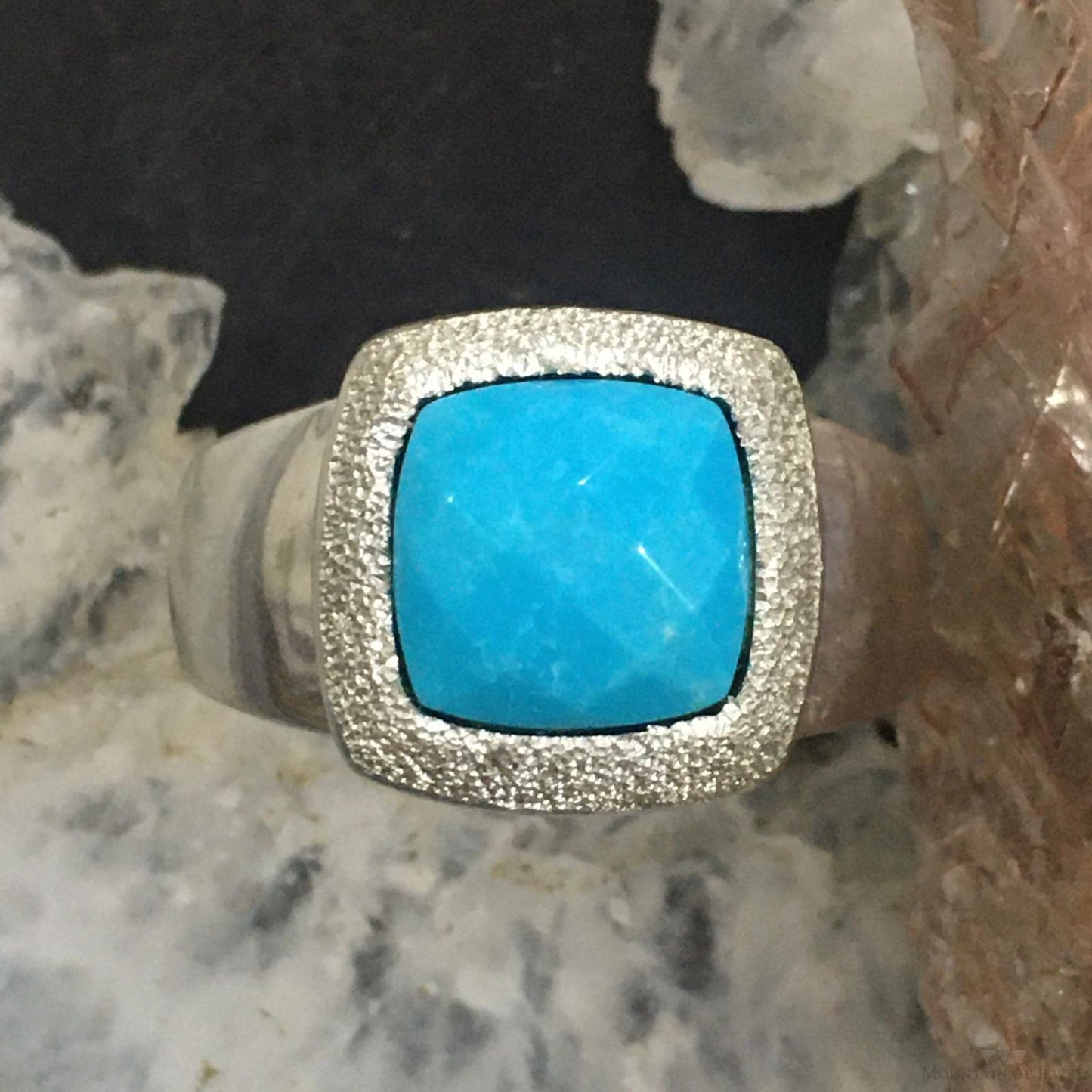 Carolyn Pollack Sterling Square Faceted Turquoise Decorated Ring For Women