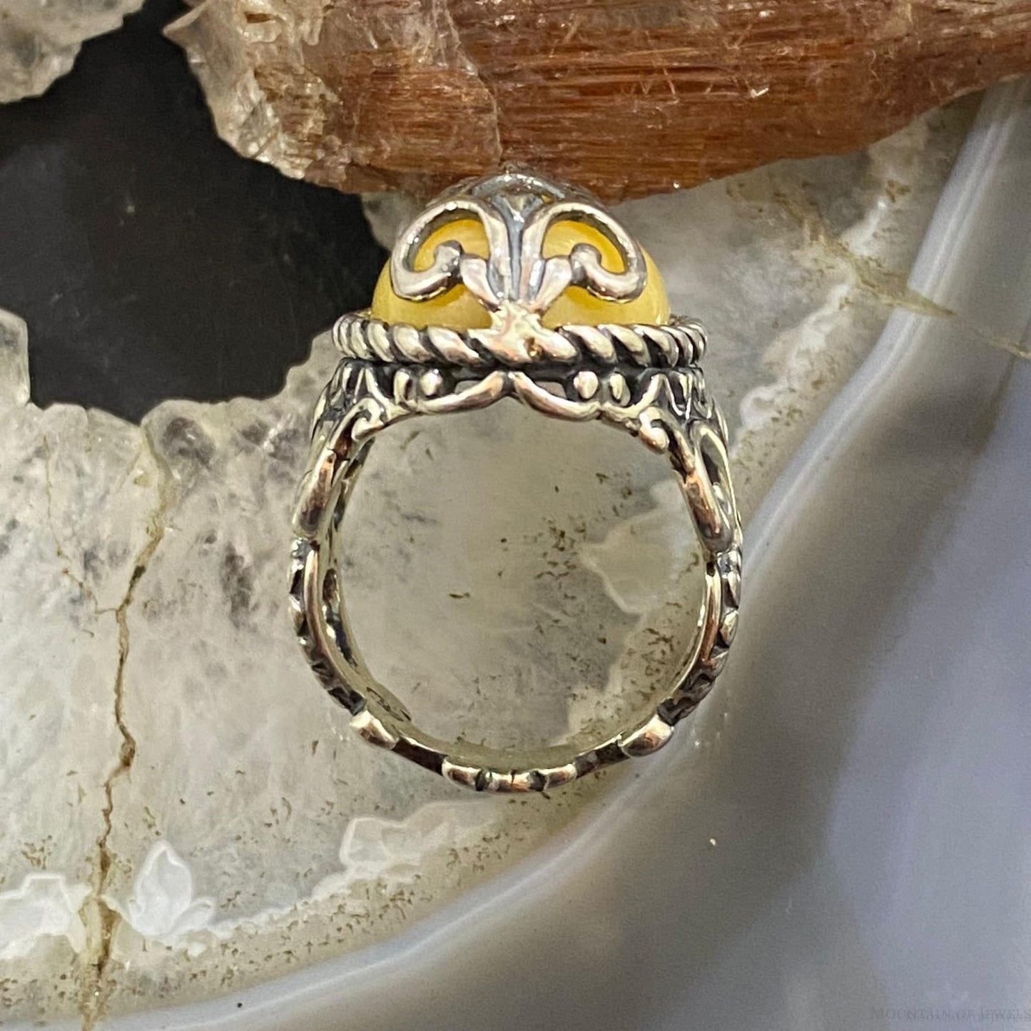 Carolyn Pollack Sterling Silver Oval Yellow Jasper Ring Size 5.5 For Women