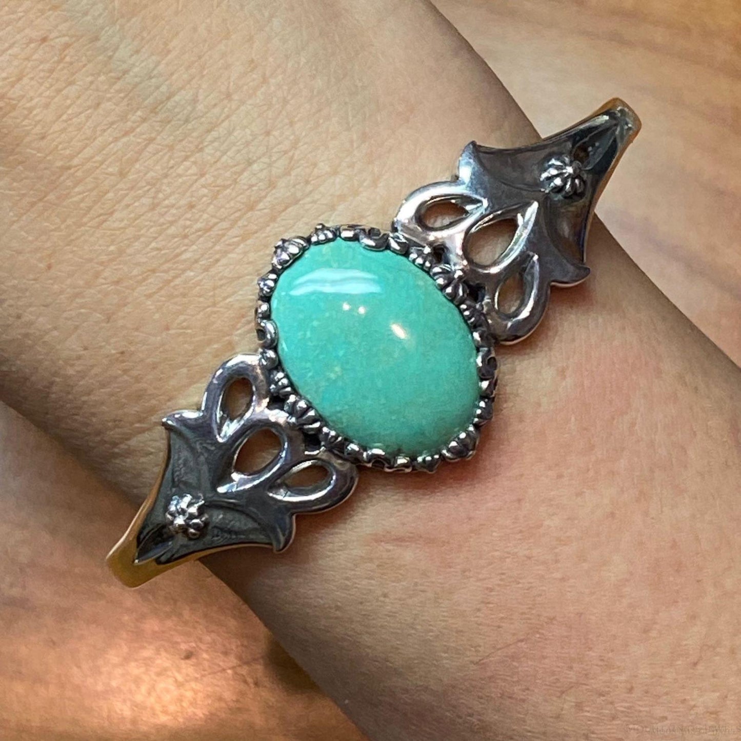 Carolyn Pollack Sterling Silver Oval Turquoise Decorated Bracelet For Women