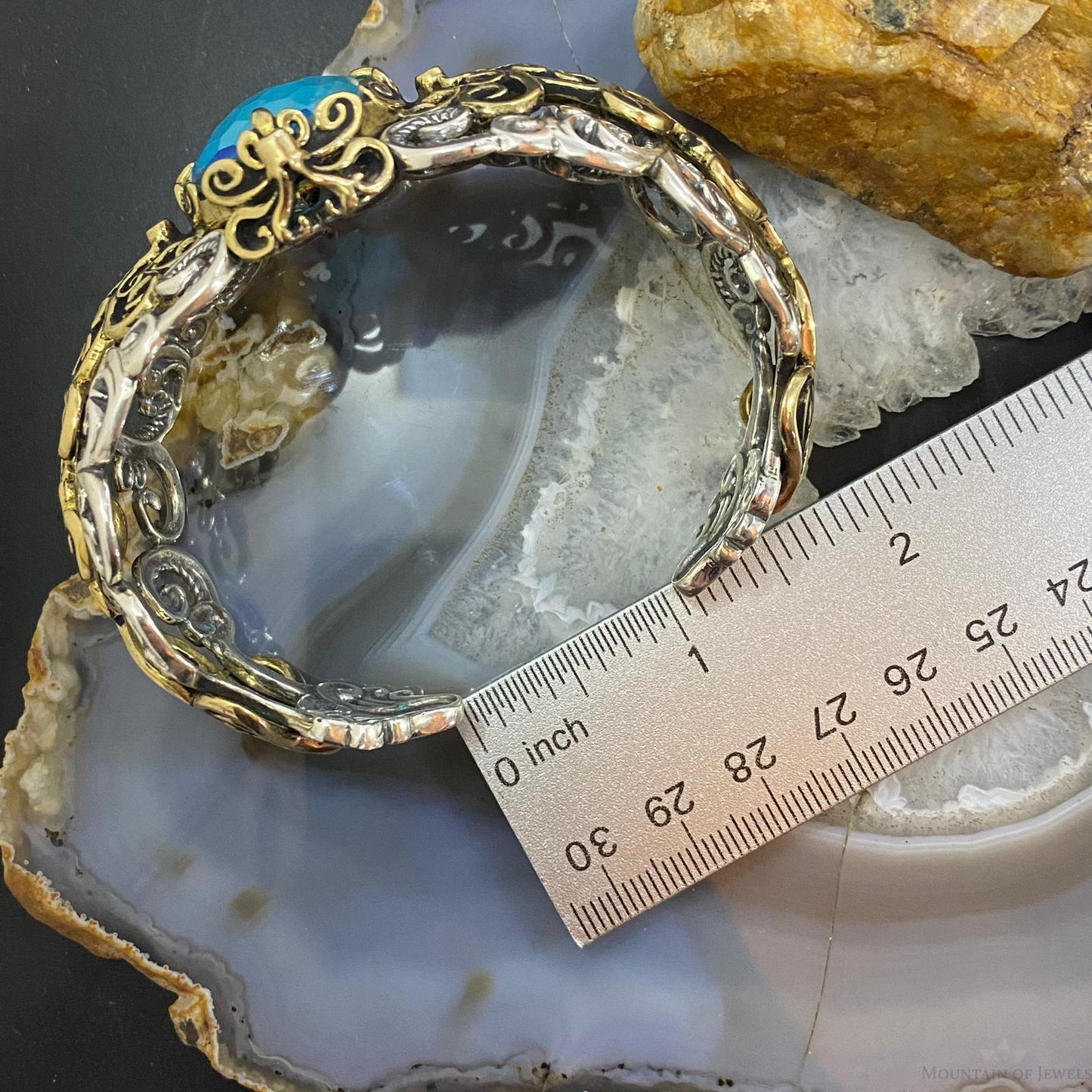 Carolyn Pollack Sterling Silver /Brass Faceted Blue Quartzite Doublet Tanzanite Bracelet