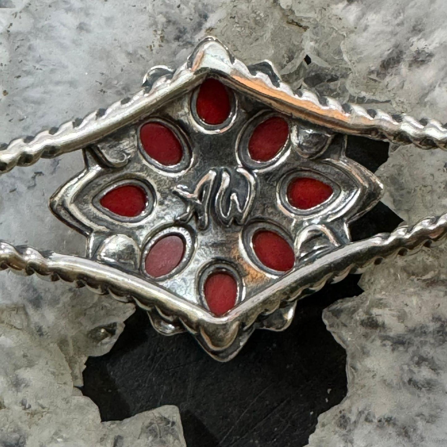 Carolyn Pollack Sterling Silver 9 Red Jasper Decorated Cluster Bracelet For Women