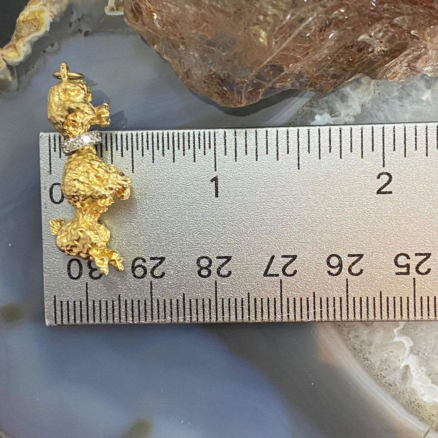 14K Yellow Gold Poodle with Diamonds Pendant