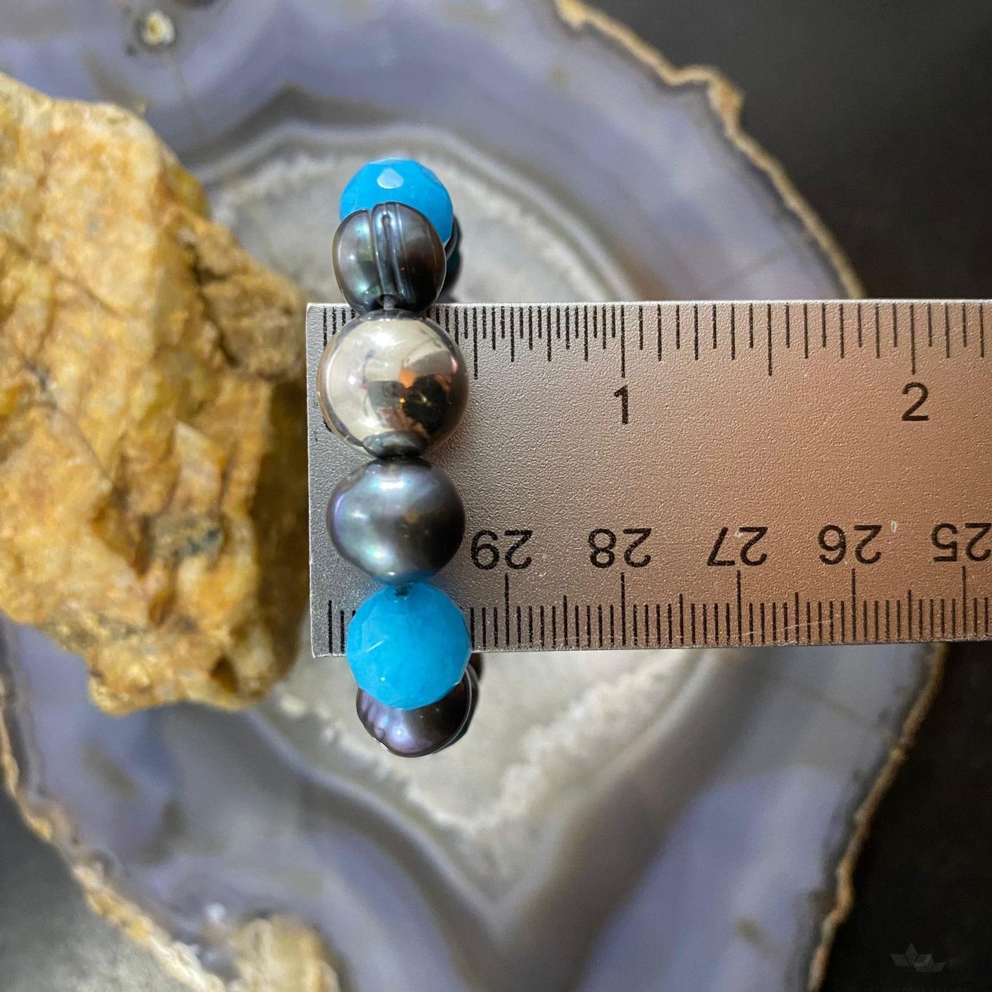 Carolyn Pollack Vintage Sterling Silver Multi Gemstone Ocean Tones Stretch Bracelet