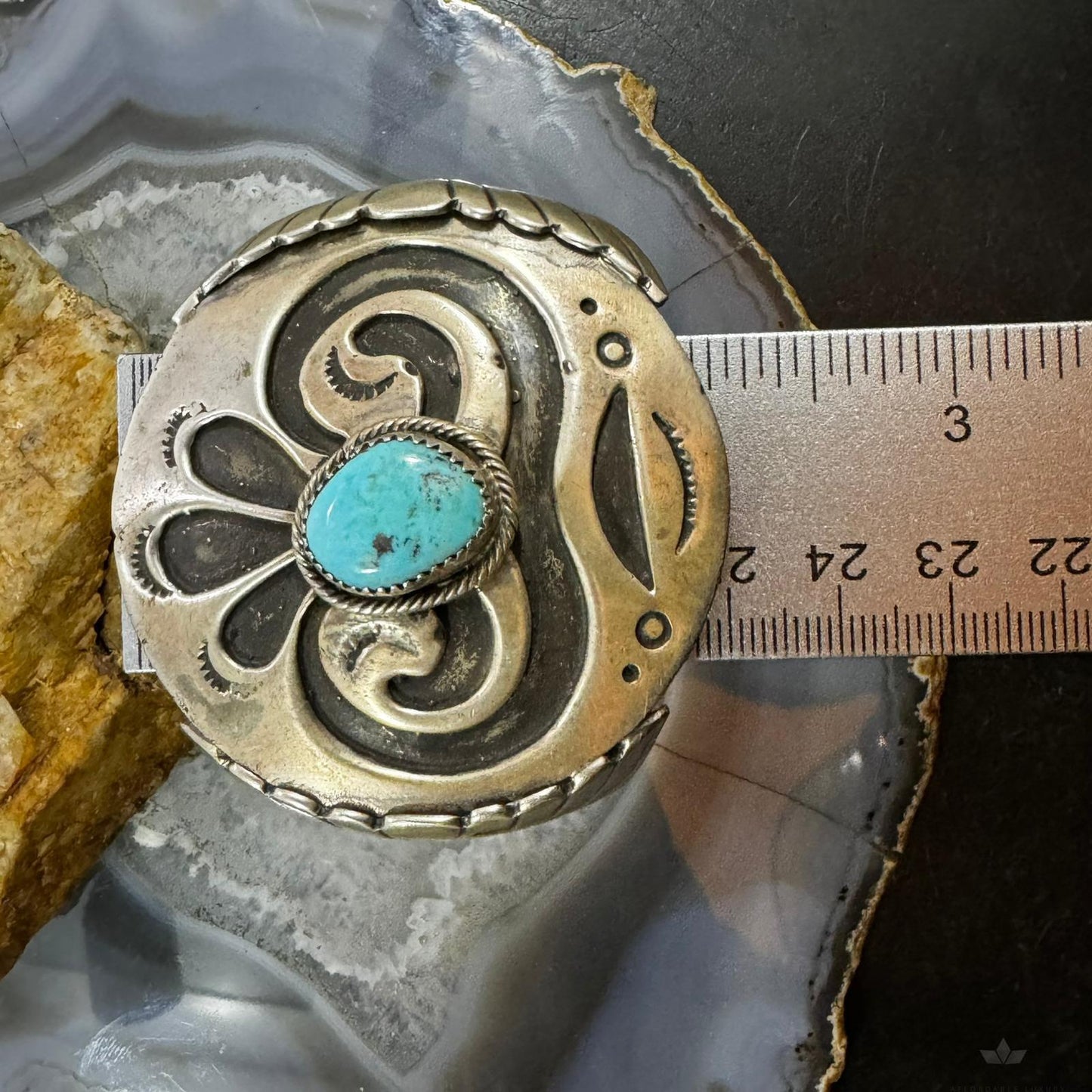 Native American Silver Heavy and Solid Turquoise Overlay Unisex Bracelet