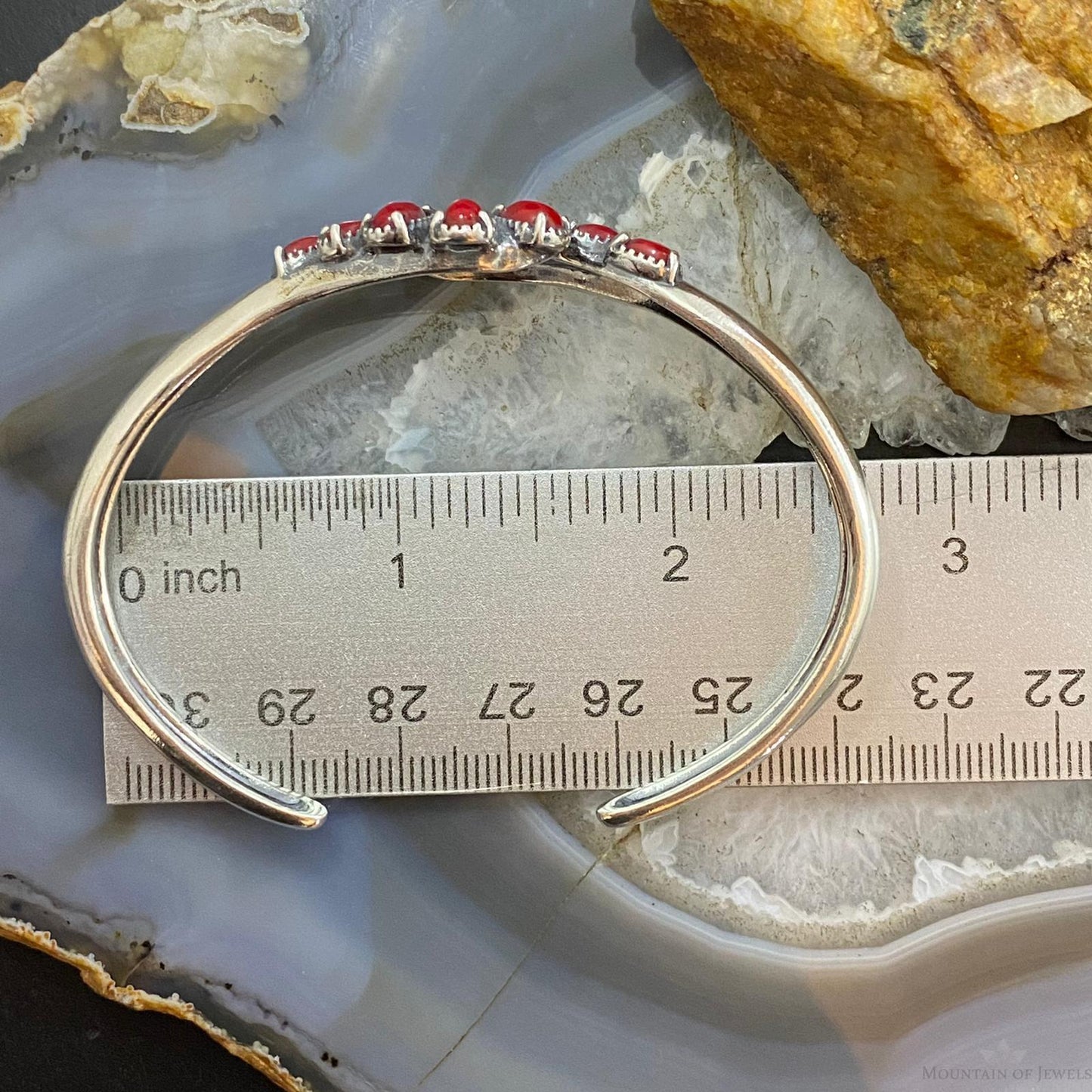 Carolyn Pollack Southwestern Style Sterling Silver Red Jasper Cluster Women's Bracelet