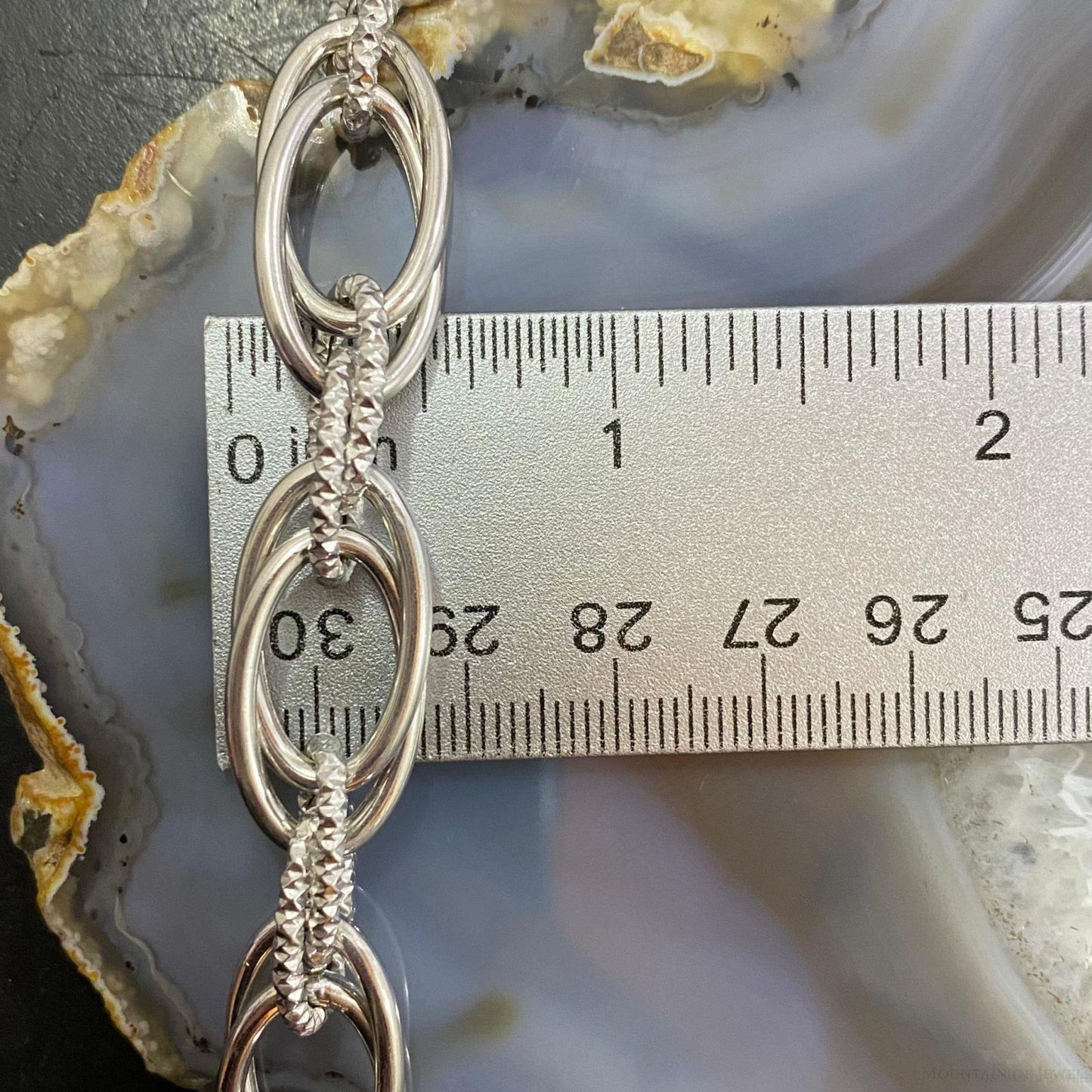 Sterling Silver Lobster Clasp Fashion Italian 8" Double Link Bracelet For Women