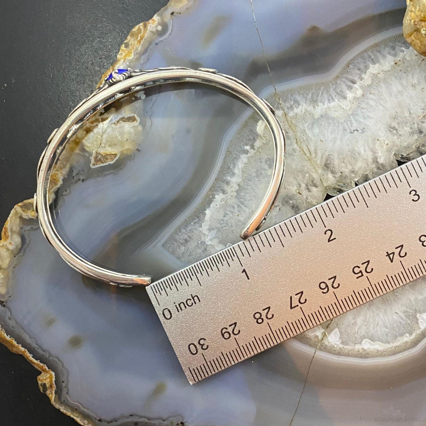 Carolyn Pollack Sterling Silver Denim Lapis Thin Decorated Bracelet For Women