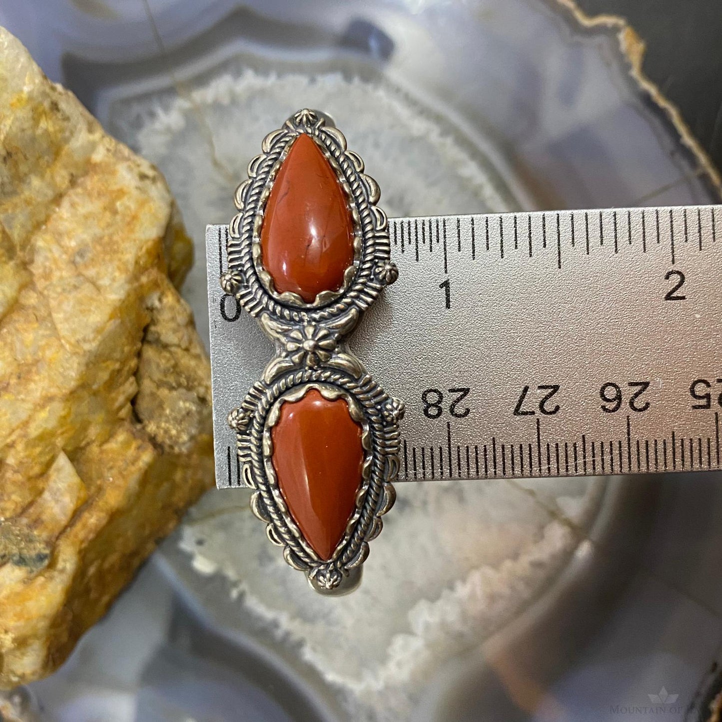 Carolyn Pollack Sterling Silver 2 Pear Red Jasper Decorated Bracelet For Women