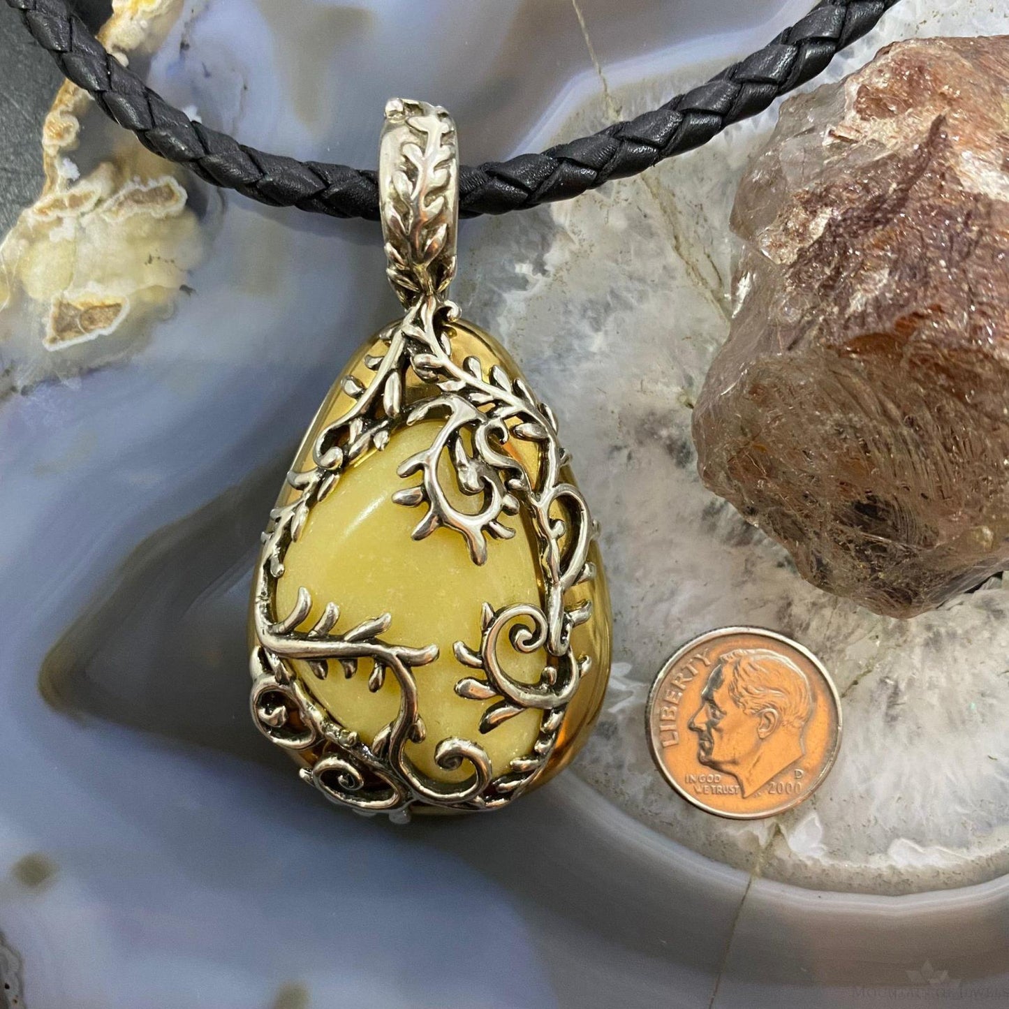 Carolyn Pollack Sterling Silver & Brass Yellow Jasper Enhancer Pendant For Women