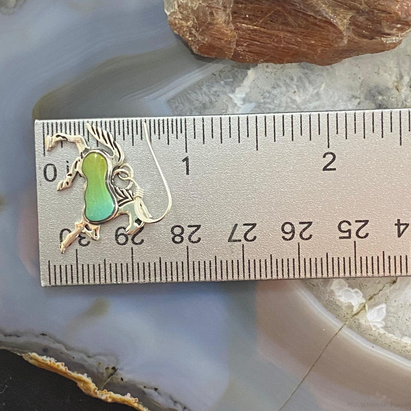 Native American Sterling Silver Turquoise Horse Dangle Earrings For Women