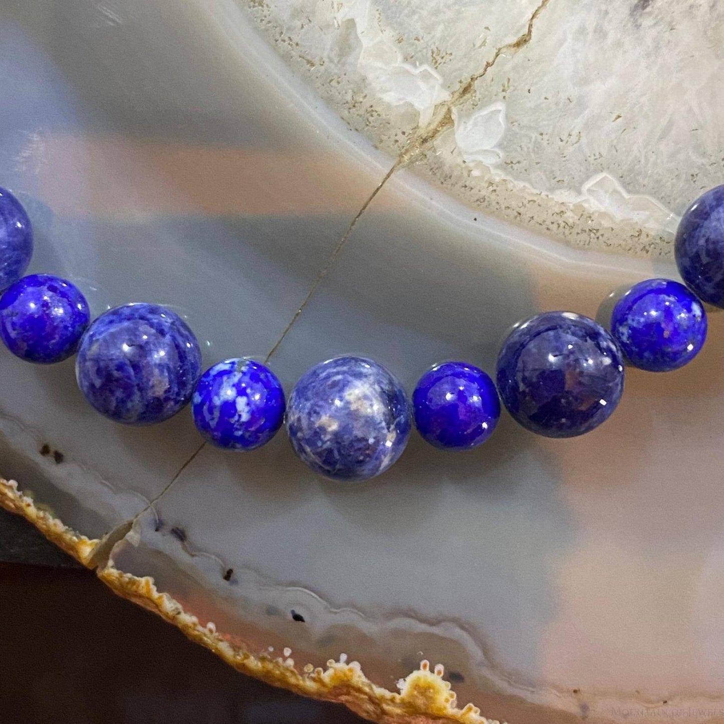 Carolyn Pollack Sterling Silver 1 Strand Sodalite Bead Stretch Bracelet For Women