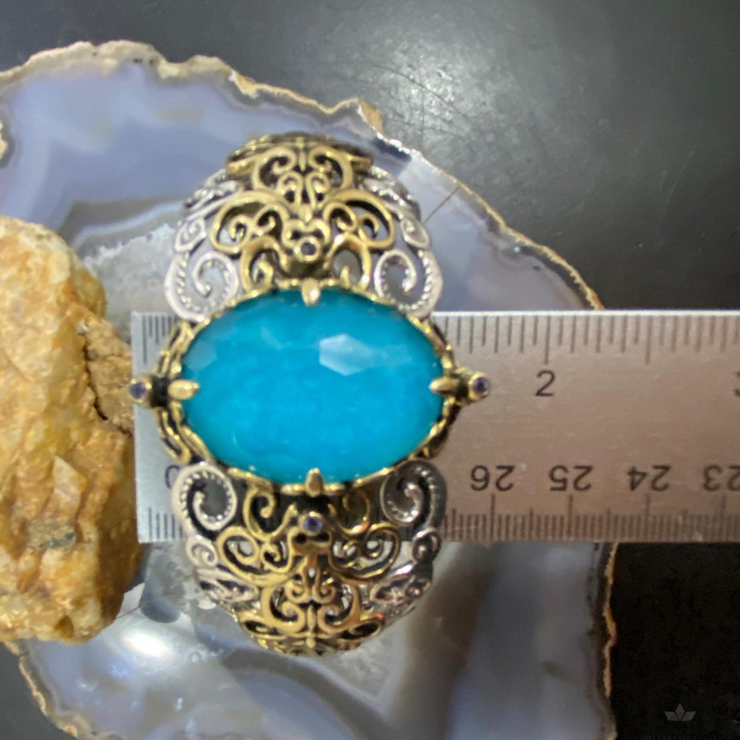 Carolyn Pollack Sterling Silver /Brass Faceted Blue Quartzite Doublet Tanzanite Bracelet