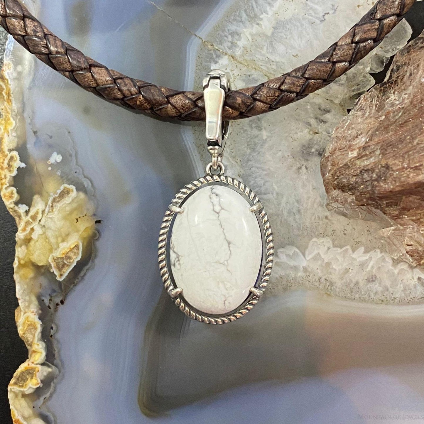 Carolyn Pollack Sterling Silver Sodalite & Howlite Reversable Enhancer Pendant For Women