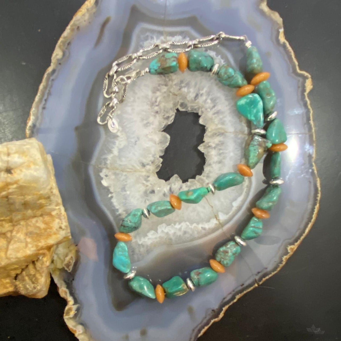 Carolyn Pollack Sterling Silver Chunky Turquoise & Carnelian Bead Necklace