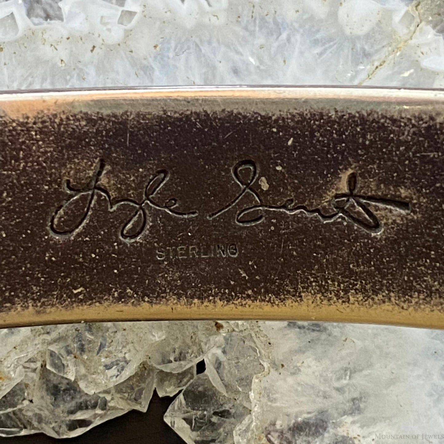Vintage Signed Native American Sterling Silver Stamped Heavy Gauge Bracelet For Women