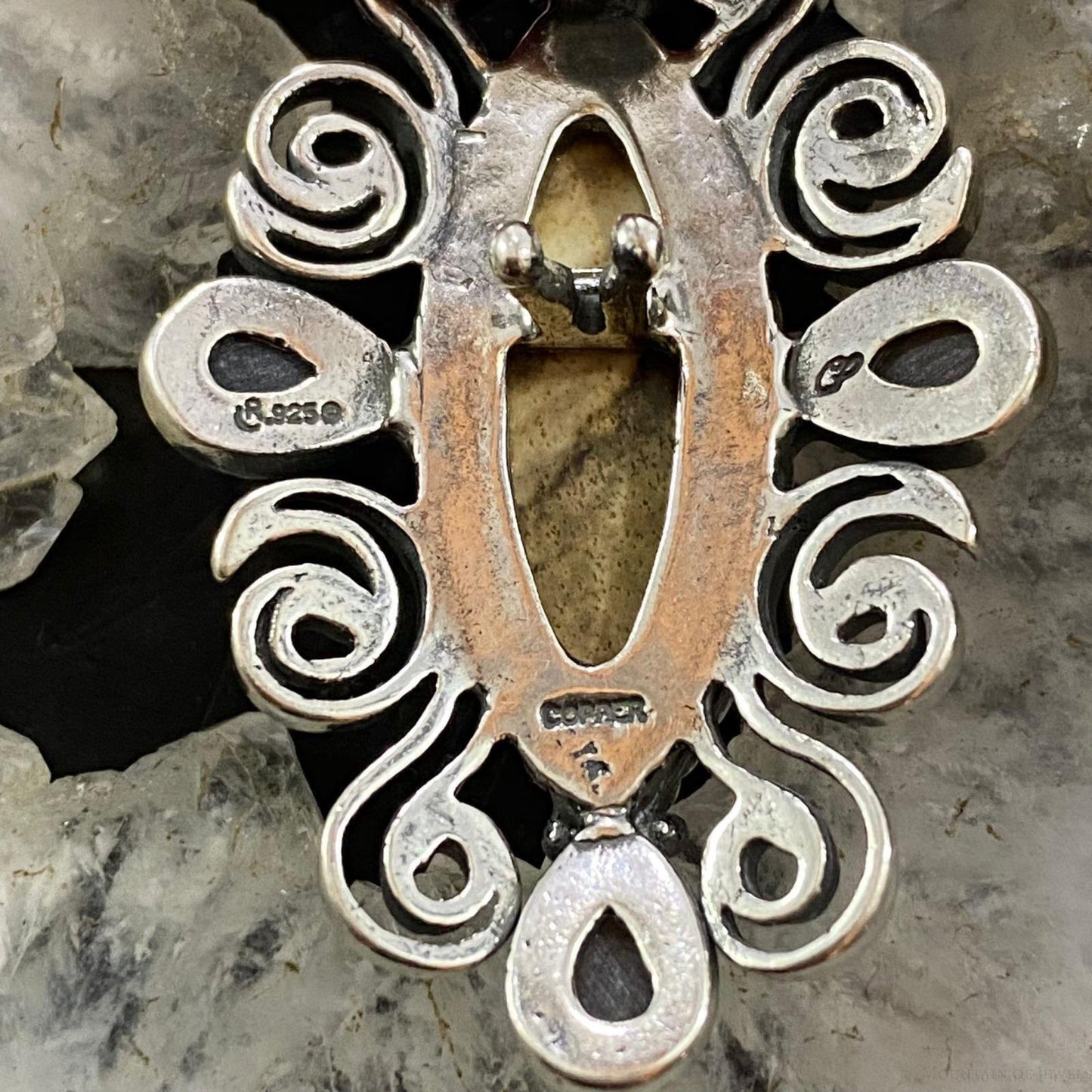Carolyn Pollack Southwestern Style Sterling Silver Picture Jasper & Smoky Quartz Pendant For Women