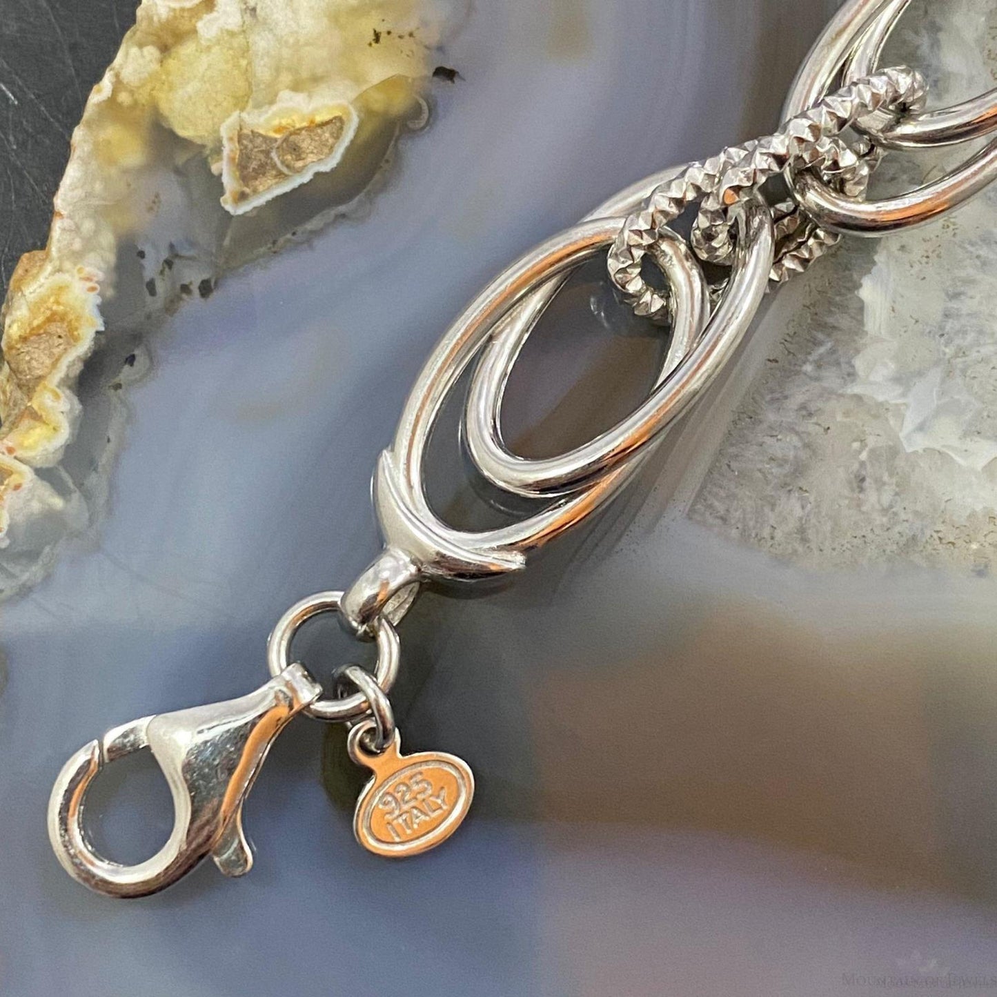 Sterling Silver Lobster Clasp Fashion Italian 8" Double Link Bracelet For Women
