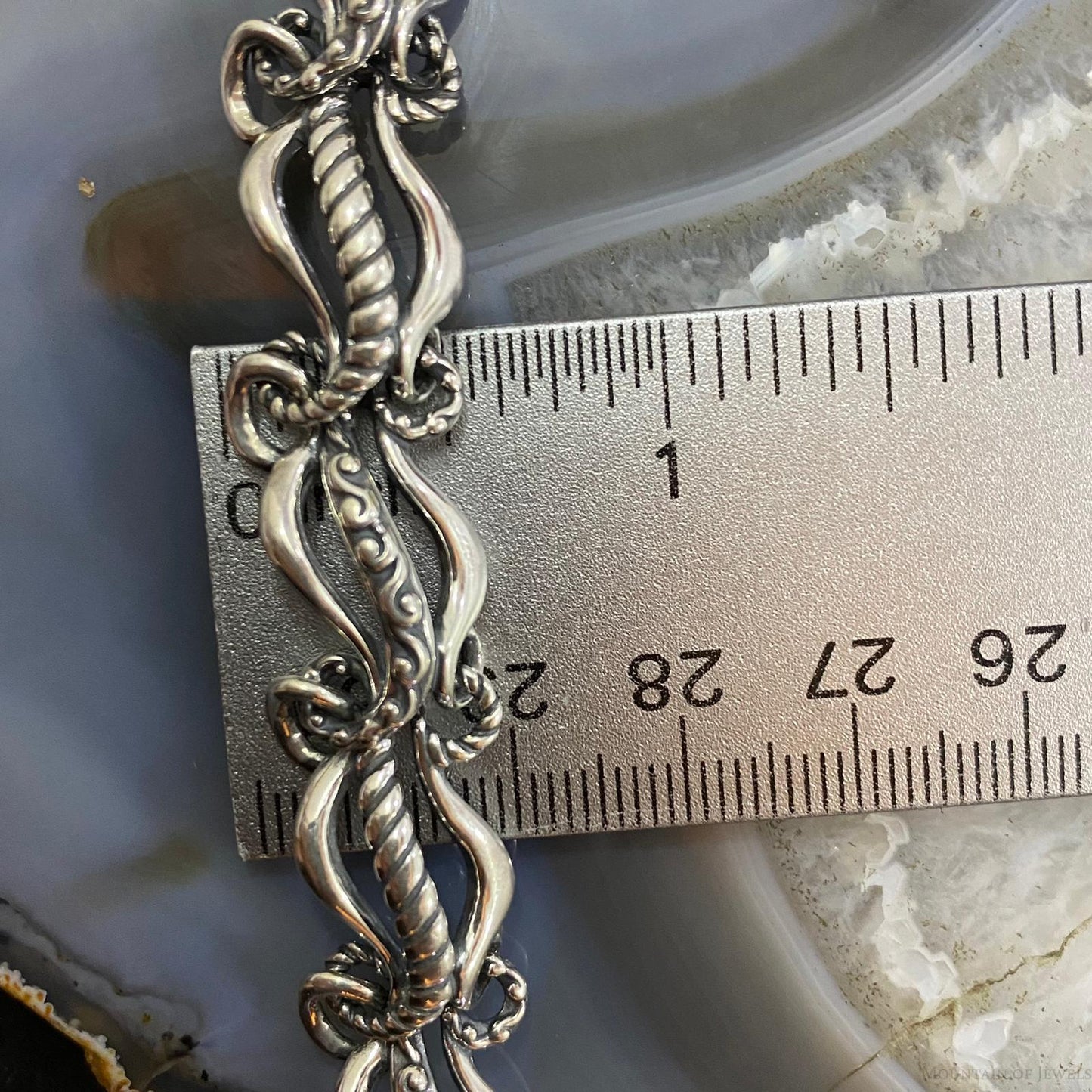 Carolyn Pollack Sterling Silver 7" Decorated Curvy Link Bracelet For Women
