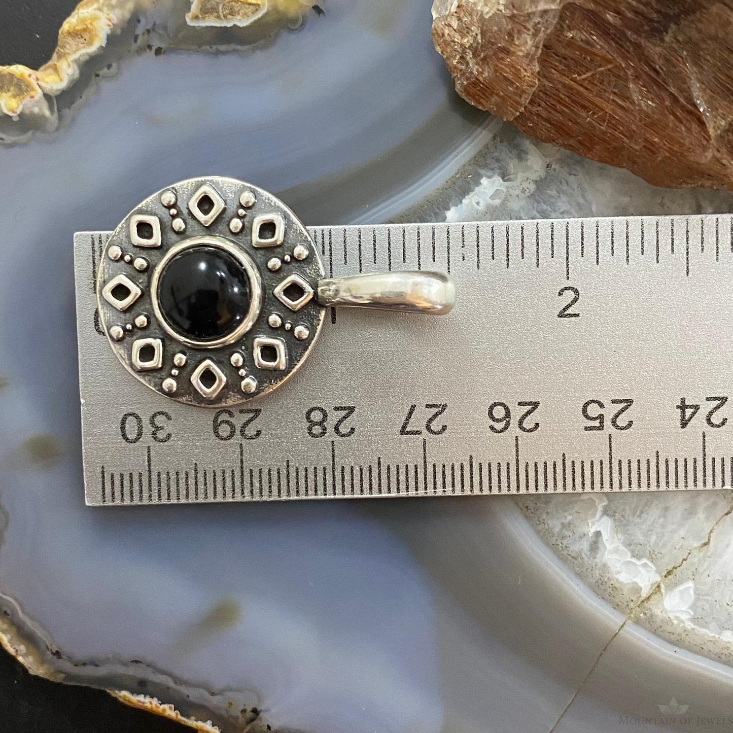 Carolyn Pollack Southwestern Style Sterling Silver Onyx Double Sided Decorated Serpent Pendant For Women
