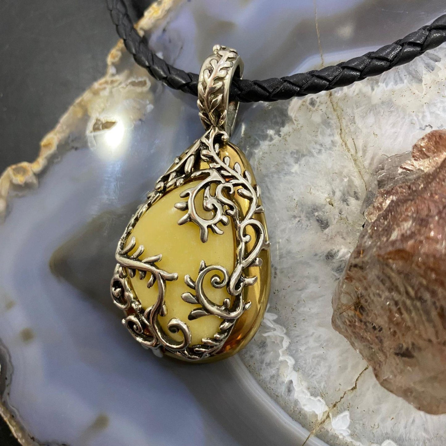 Carolyn Pollack Sterling Silver & Brass Yellow Jasper Enhancer Pendant For Women