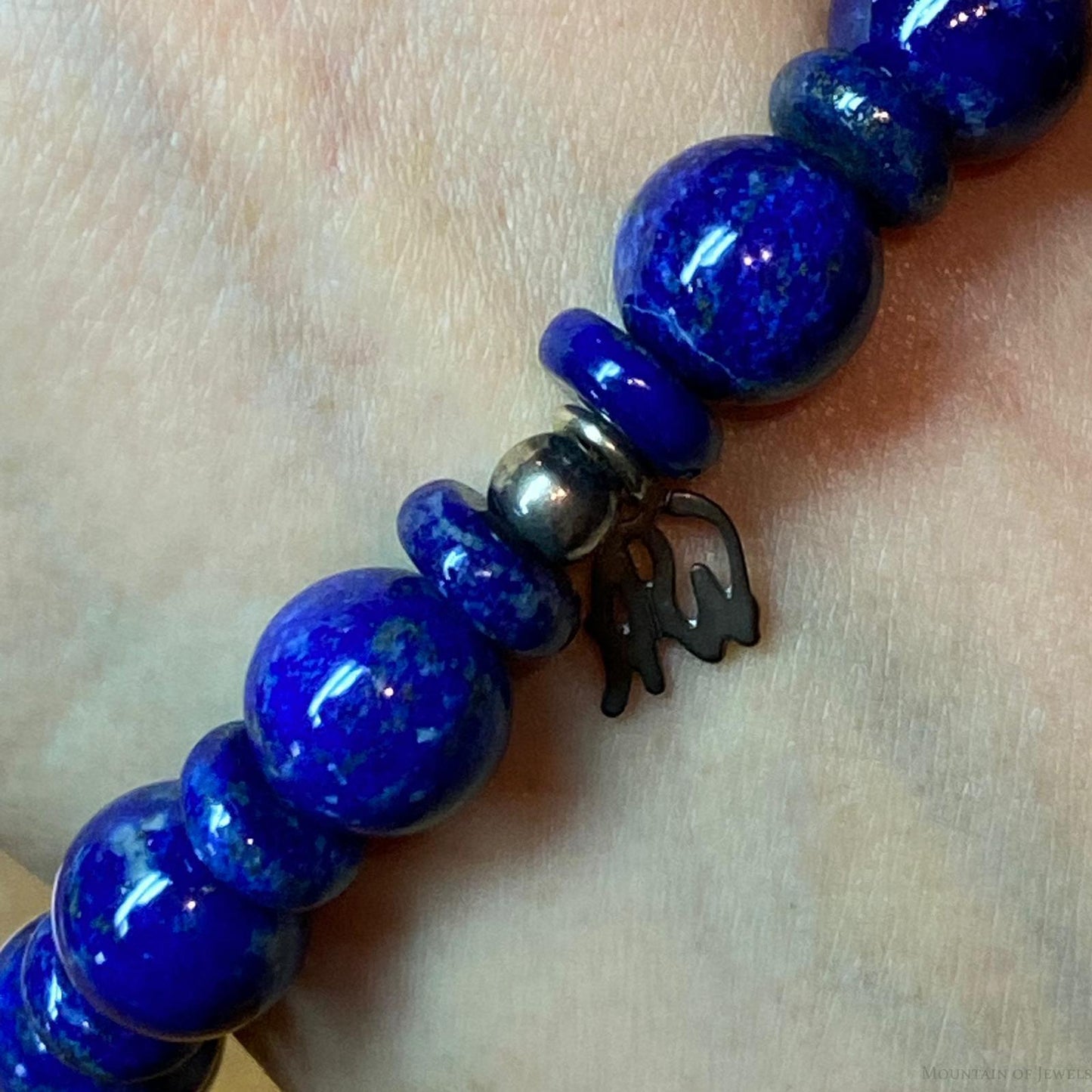Carolyn Pollack Sterling Silver Lapis Lazuli Bead Stretch Bracelet For Women