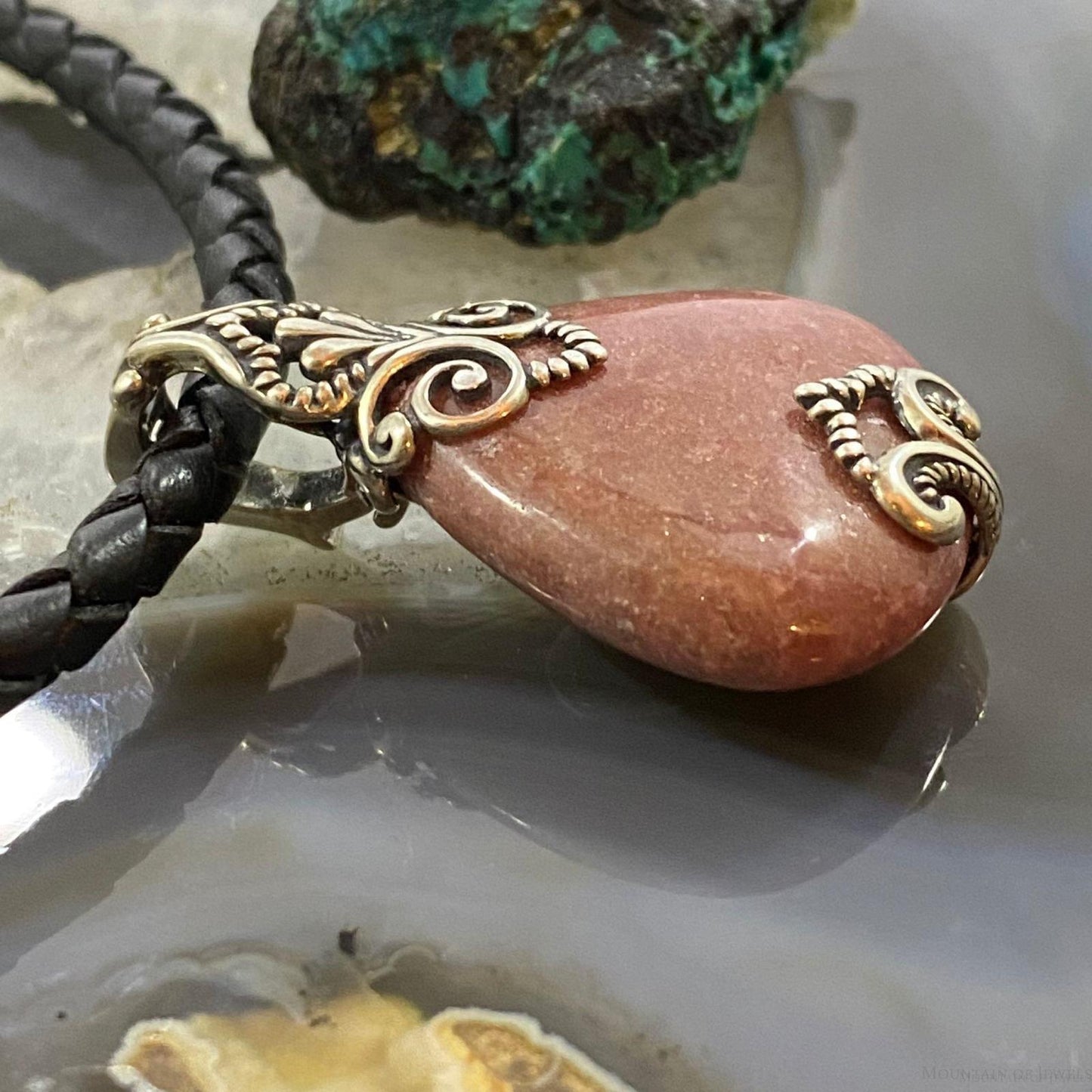 Carolyn Pollack Sterling Silver Decorated Rhodonite Enhancer Pendant For Women