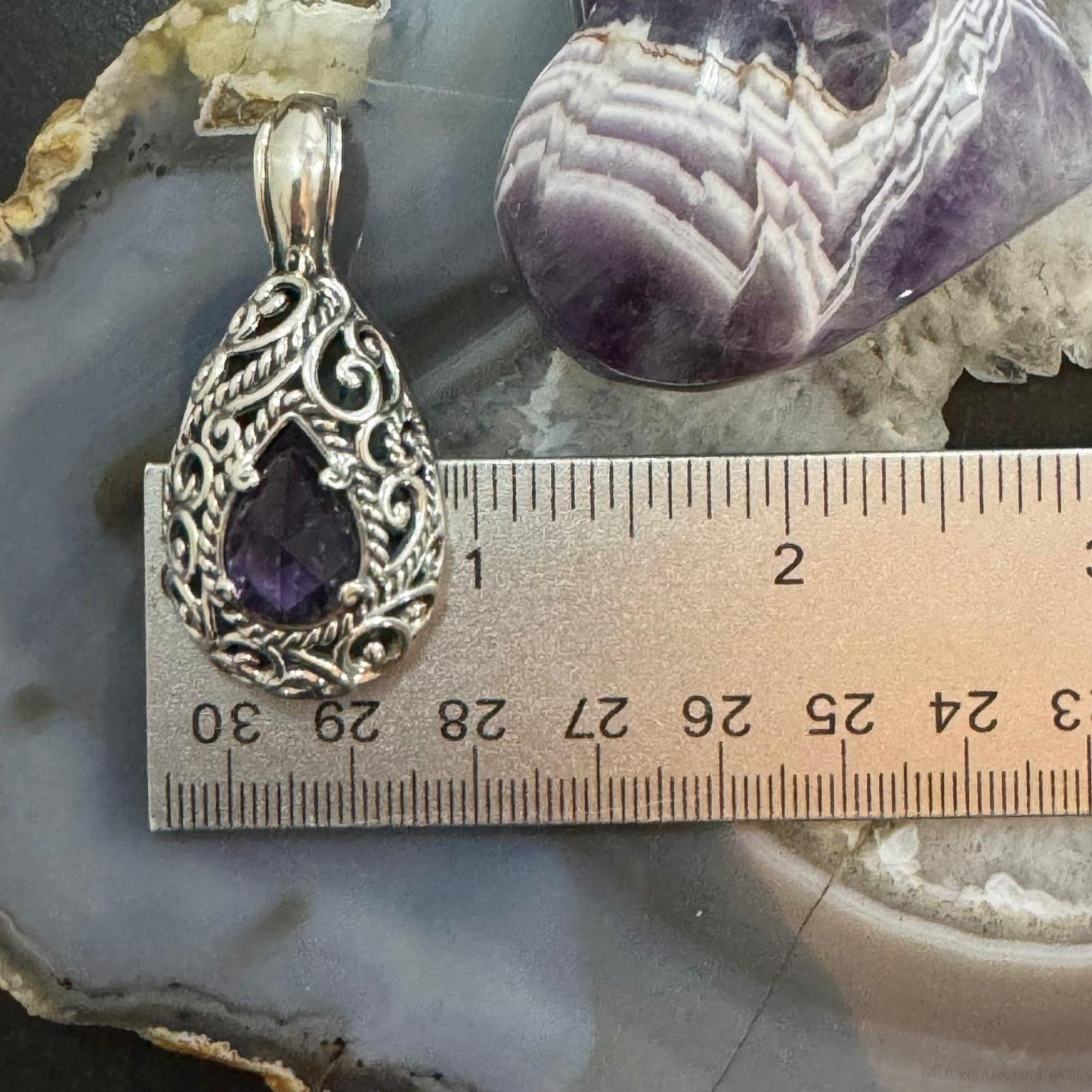 Carolyn Pollack Sterling Silver Teardrop Faceted Amethyst Filigree Enhancer Pendant For Women