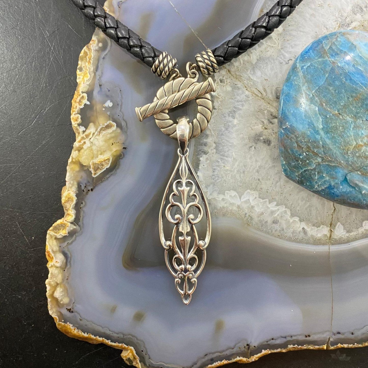 Carolyn Pollack Southwestern Style Sterling Silver Marquise Filigree Enhancer Pendant For Women