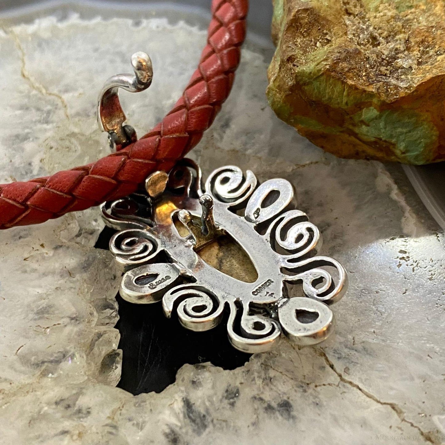 Carolyn Pollack Southwestern Style Sterling Silver Picture Jasper & Smoky Quartz Pendant For Women