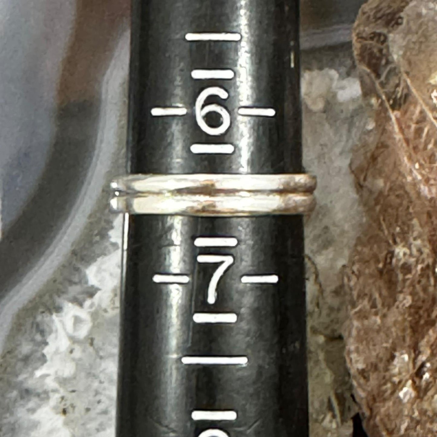 Native American Sterling Silver Rectangle Blue Ridge Turquoise Mini Bar Ring Size 6.5 For Women #3