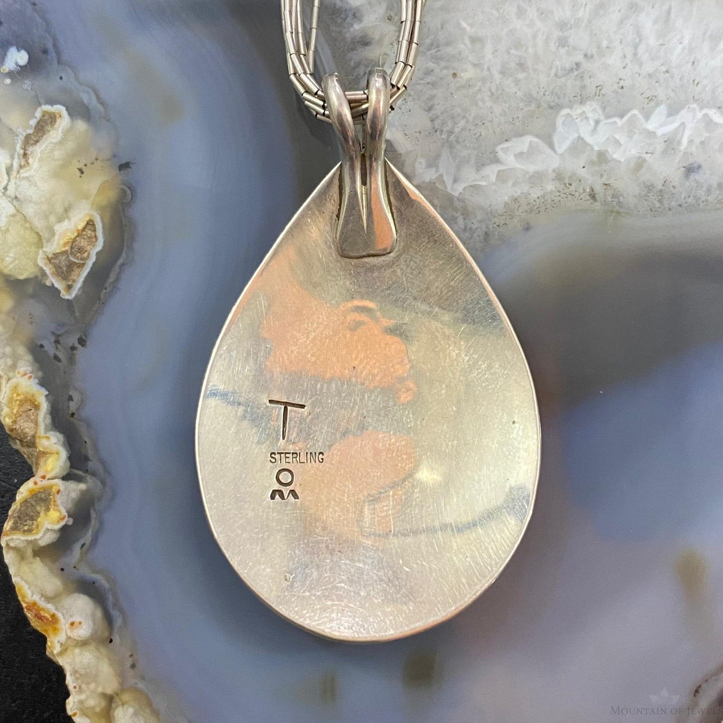 Vintage Native American Sterling Silver Hopi Kokopelli Pendant w/Liquid Silver Necklace
