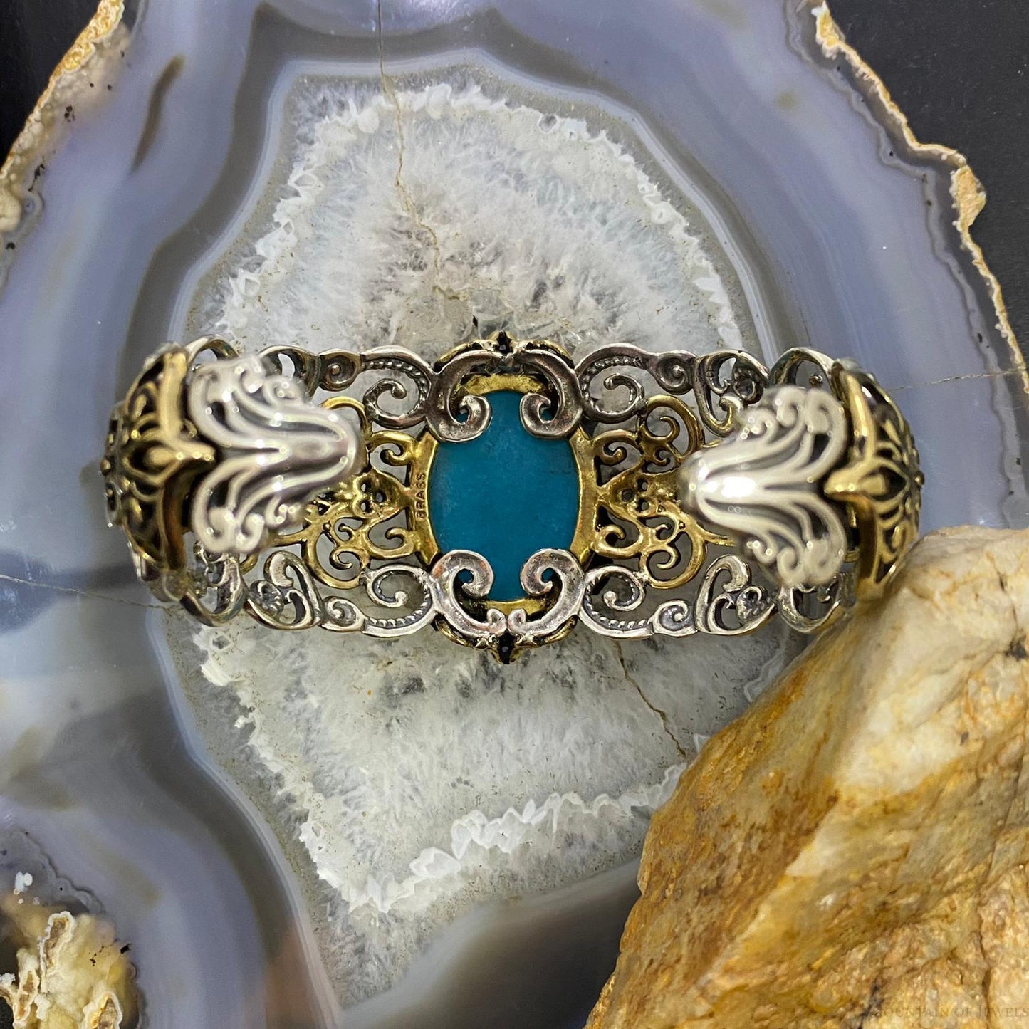 Carolyn Pollack Sterling Silver /Brass Faceted Blue Quartzite Doublet Tanzanite Bracelet