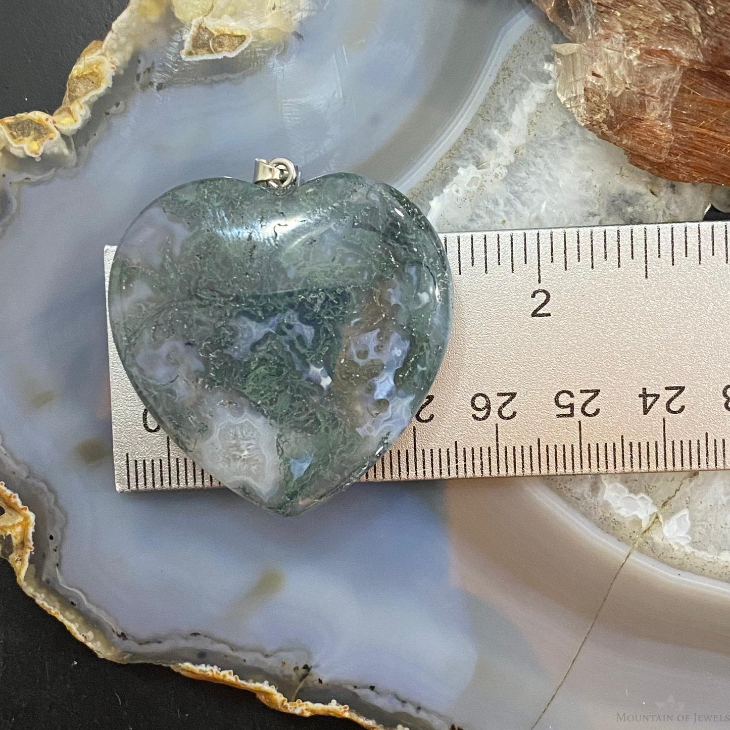 Heart Shape Slab Moss Agate Fashion Pendant For Women