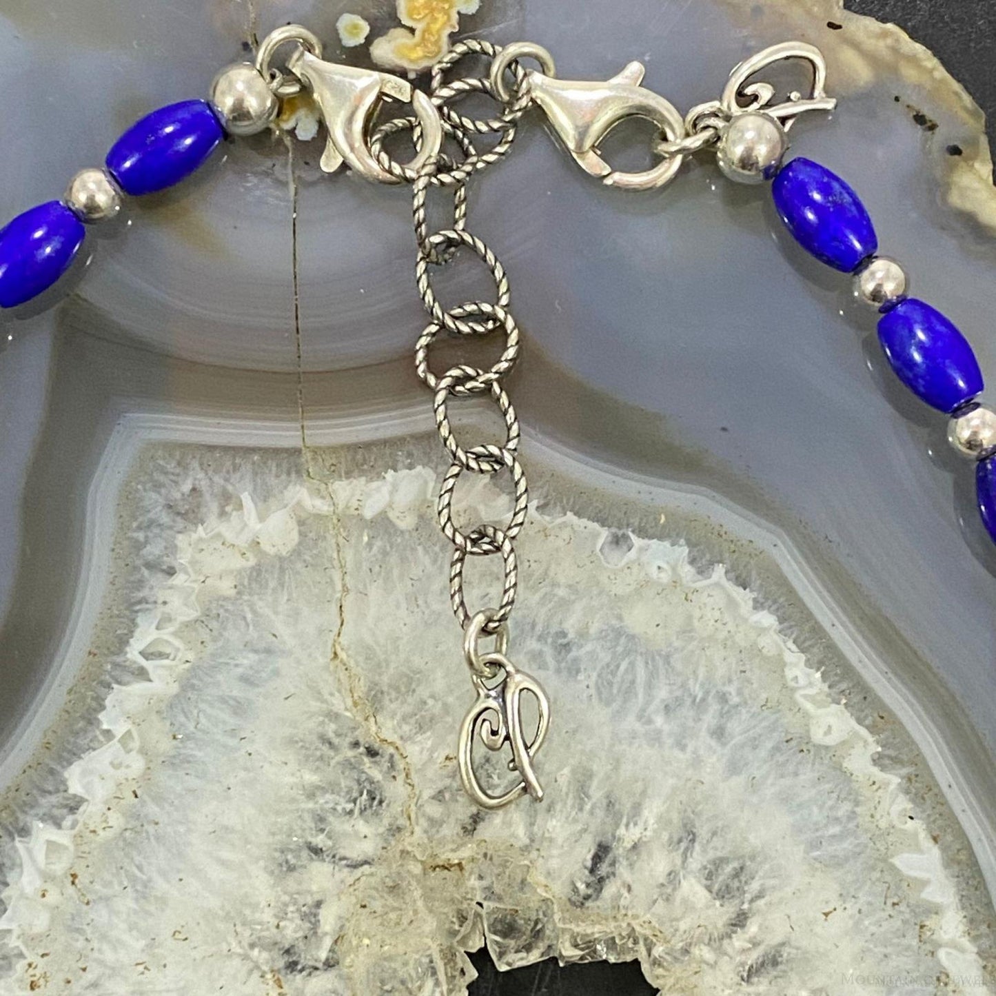 Carolyn Pollack Southwestern Style Sterling Silver Lapis & Druzy Necklace For Women