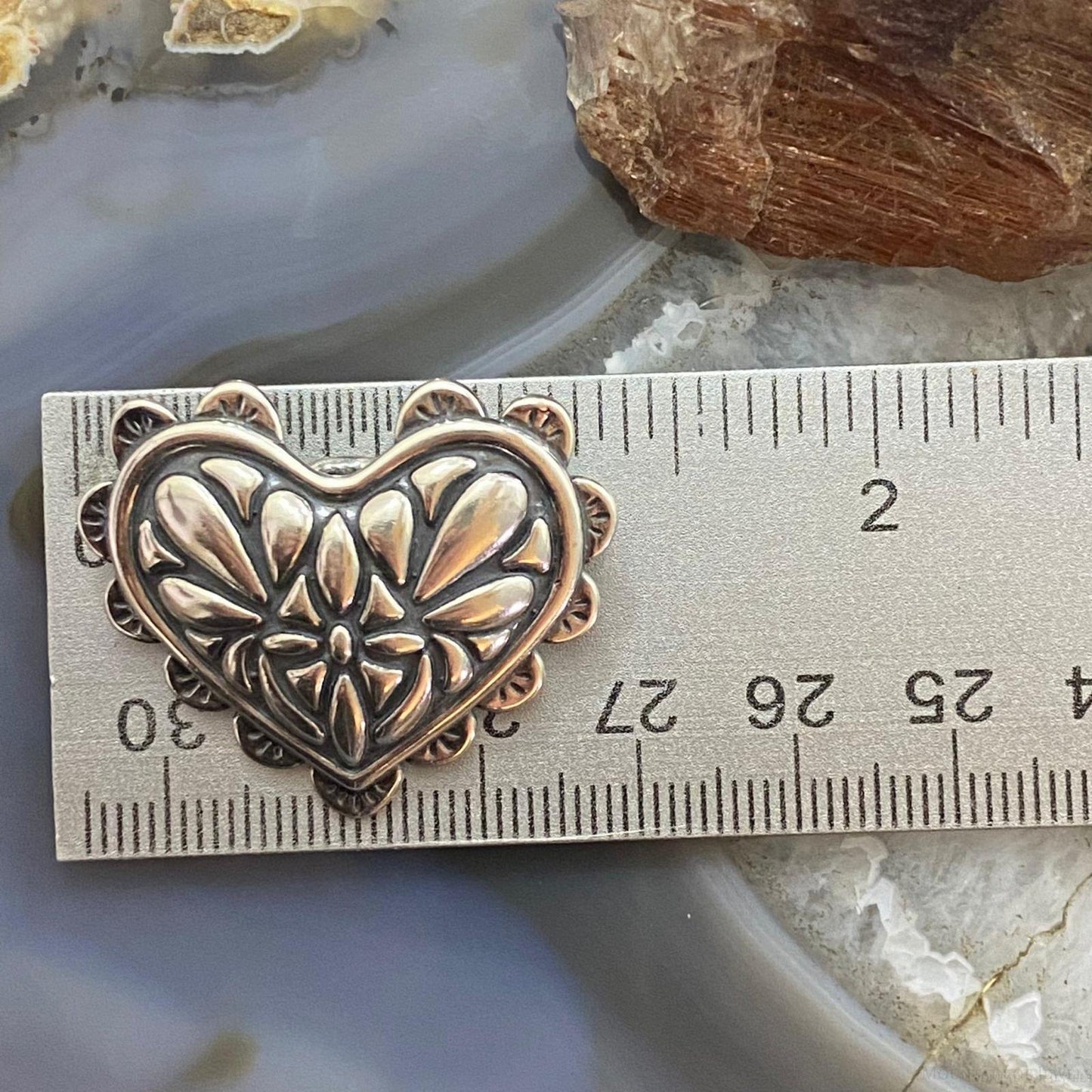 Carolyn Pollack Southwestern Style Sterling Silver Decorated Heart Brooch For Women