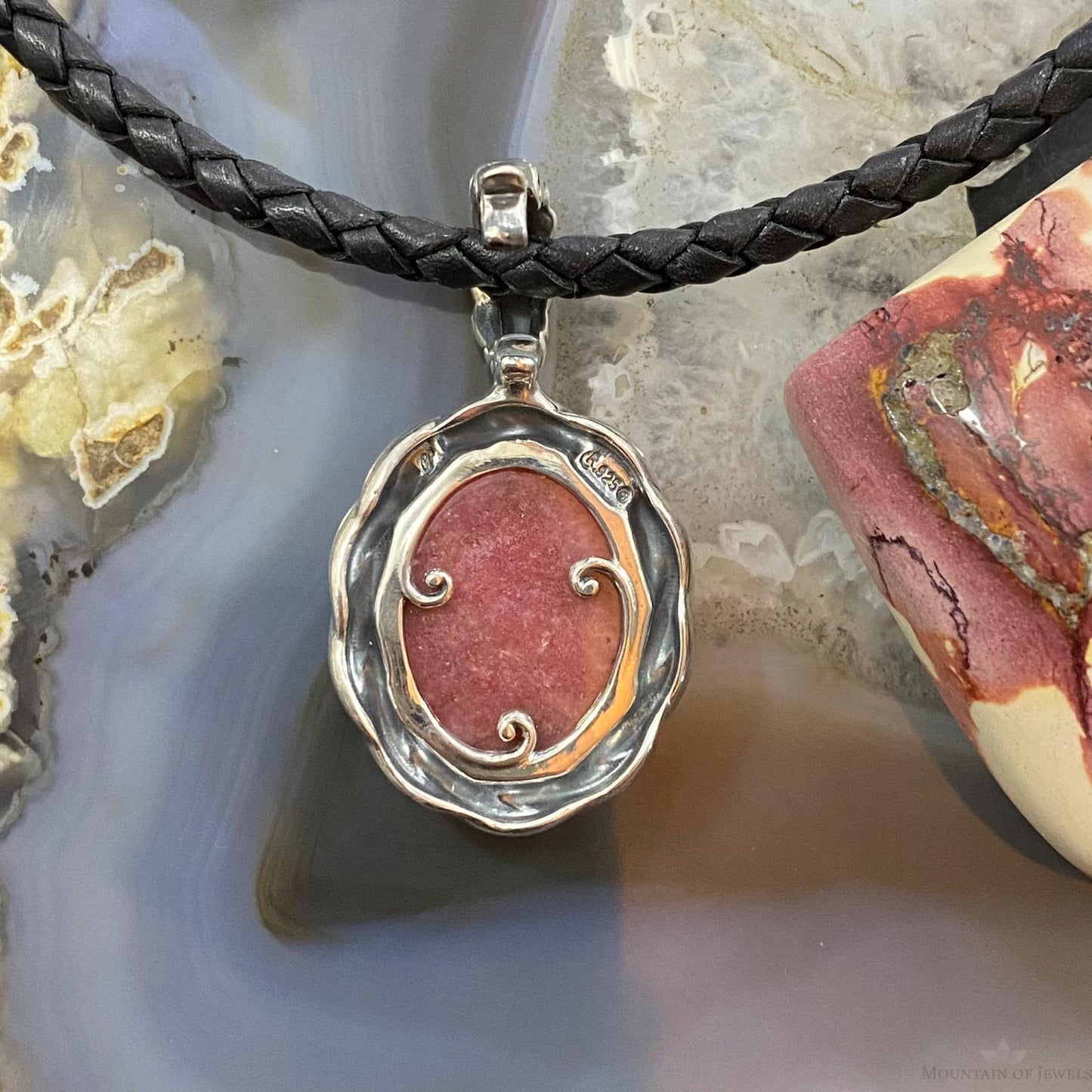 Carolyn Pollack Sterling Silver Rhodonite Decorated Enhancer Pendant For Women