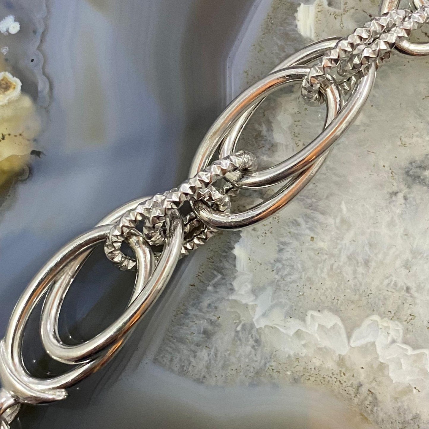 Sterling Silver Lobster Clasp Fashion Italian 8" Double Link Bracelet For Women