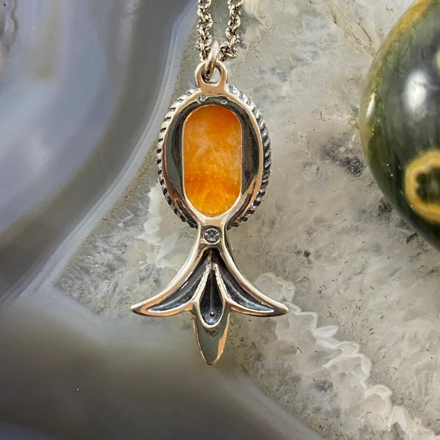 Carolyn Pollack Southwestern Style Sterling Silver Spiny Oyster Squash Pendant & Necklace For Women