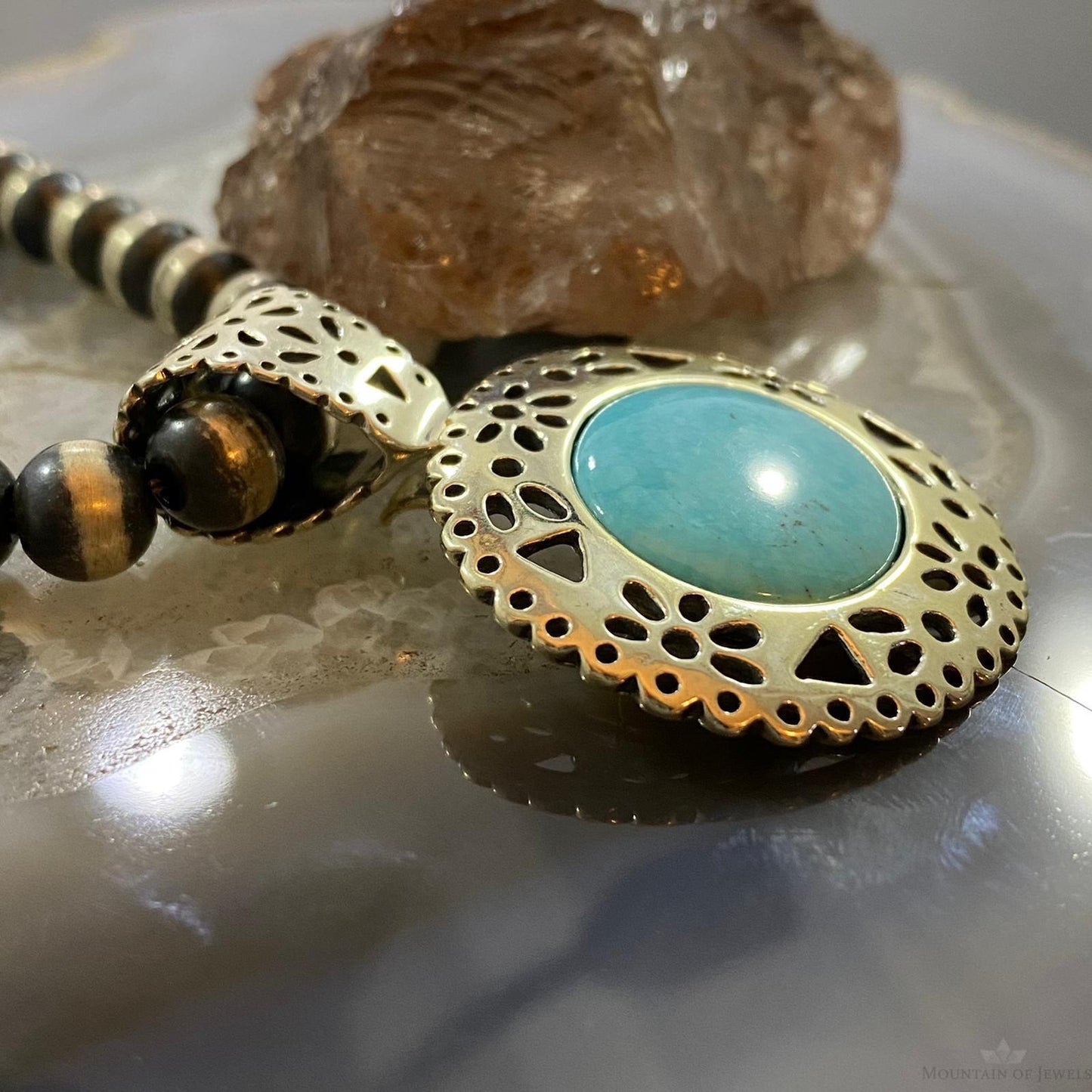 Carolyn Pollack Southwestern Style Sterling Silver Oval Turquoise Pendant/Brooch For Women