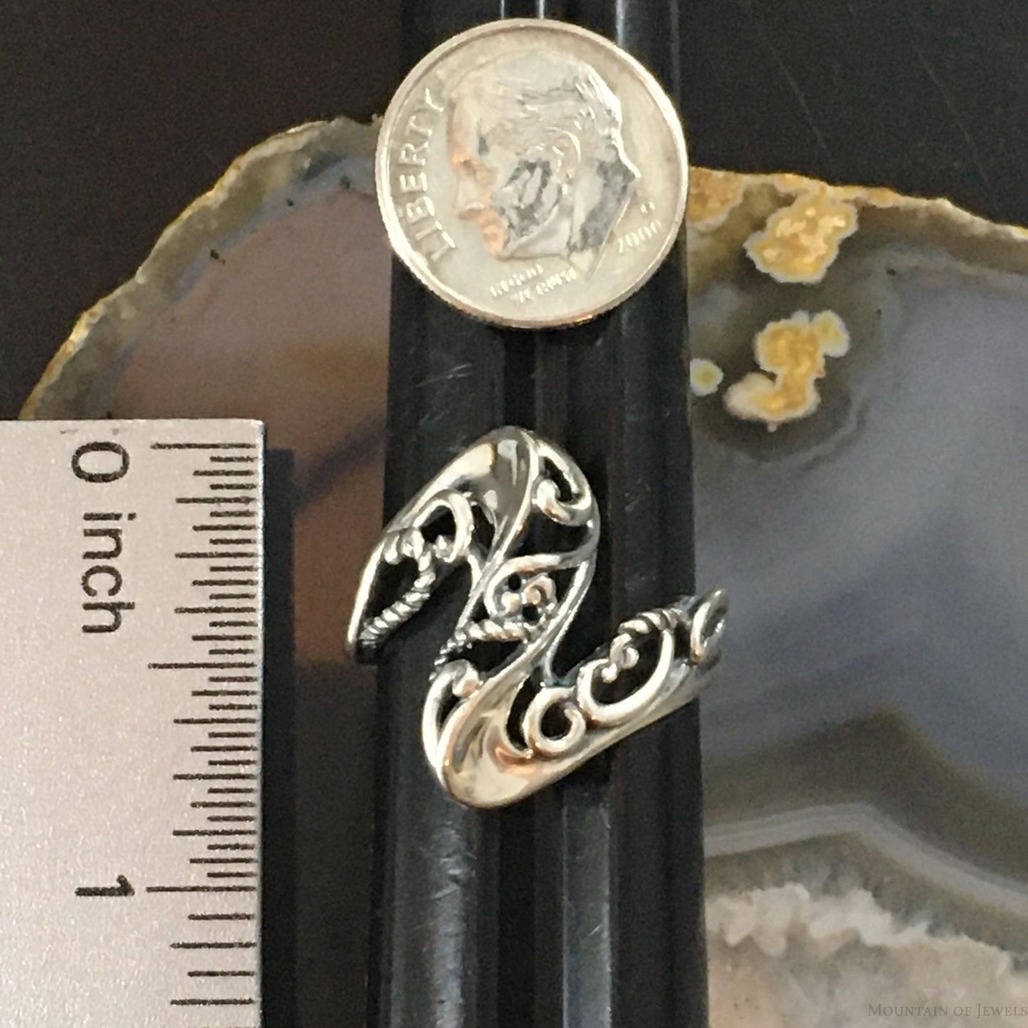Carolyn Pollack Southwestern Style Sterling Silver Decorated Ring For Women Size 8.25