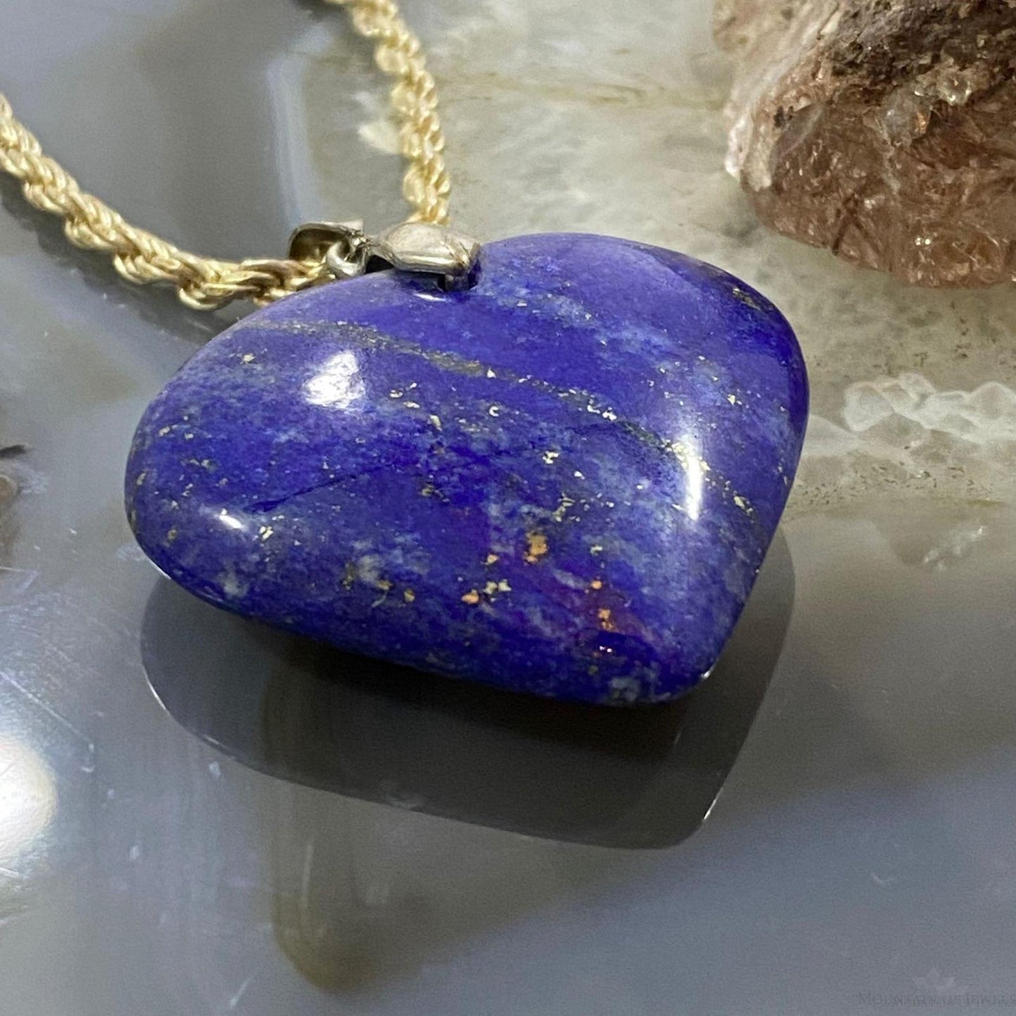 Heart Shape Slab Lapis Lazuli Fashion Pendant For Women