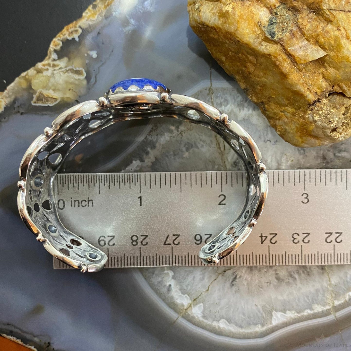 Carolyn Pollack Vintage Southwestern Style Sterling Silver Oval Denim Lapis Bracelet For Women