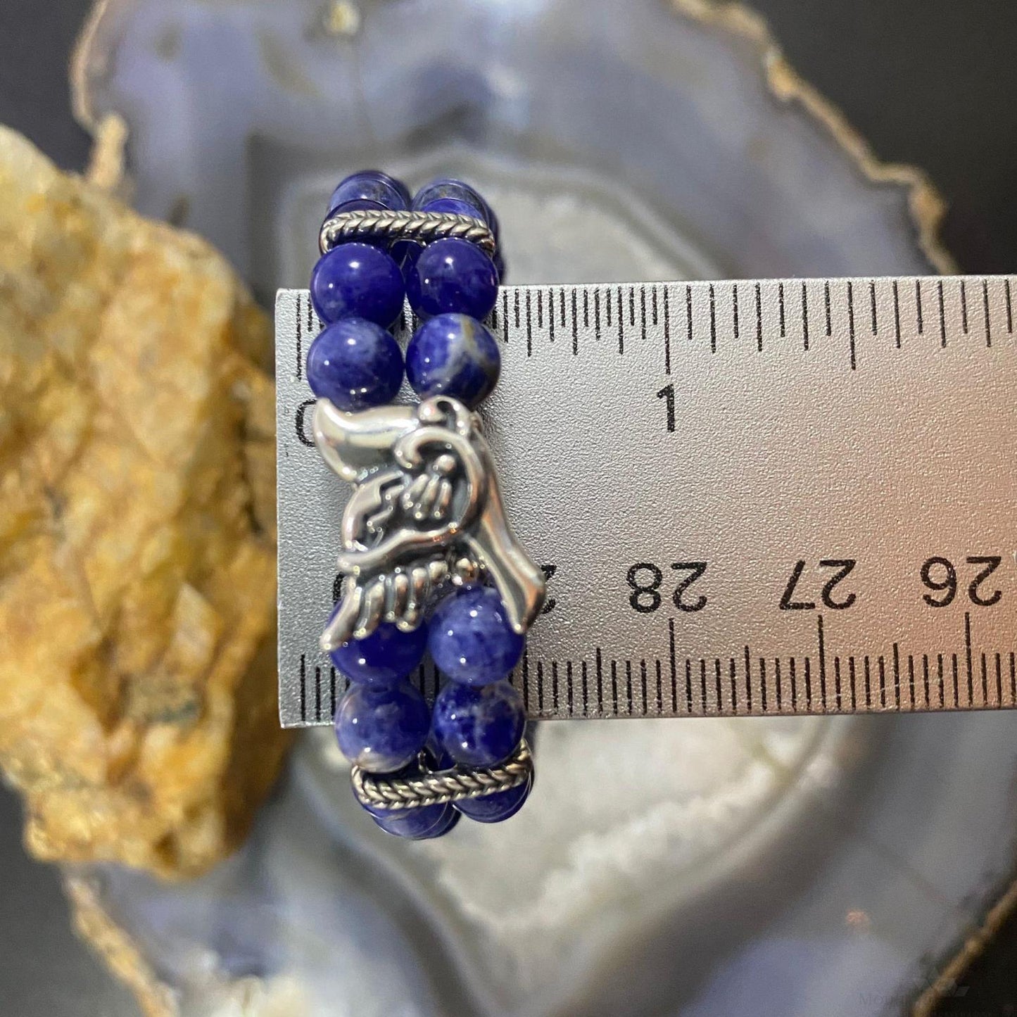Carolyn Pollack Sterling Silver 2 Strand Sodalite Bead With Dove Stretch Bracelet For Women