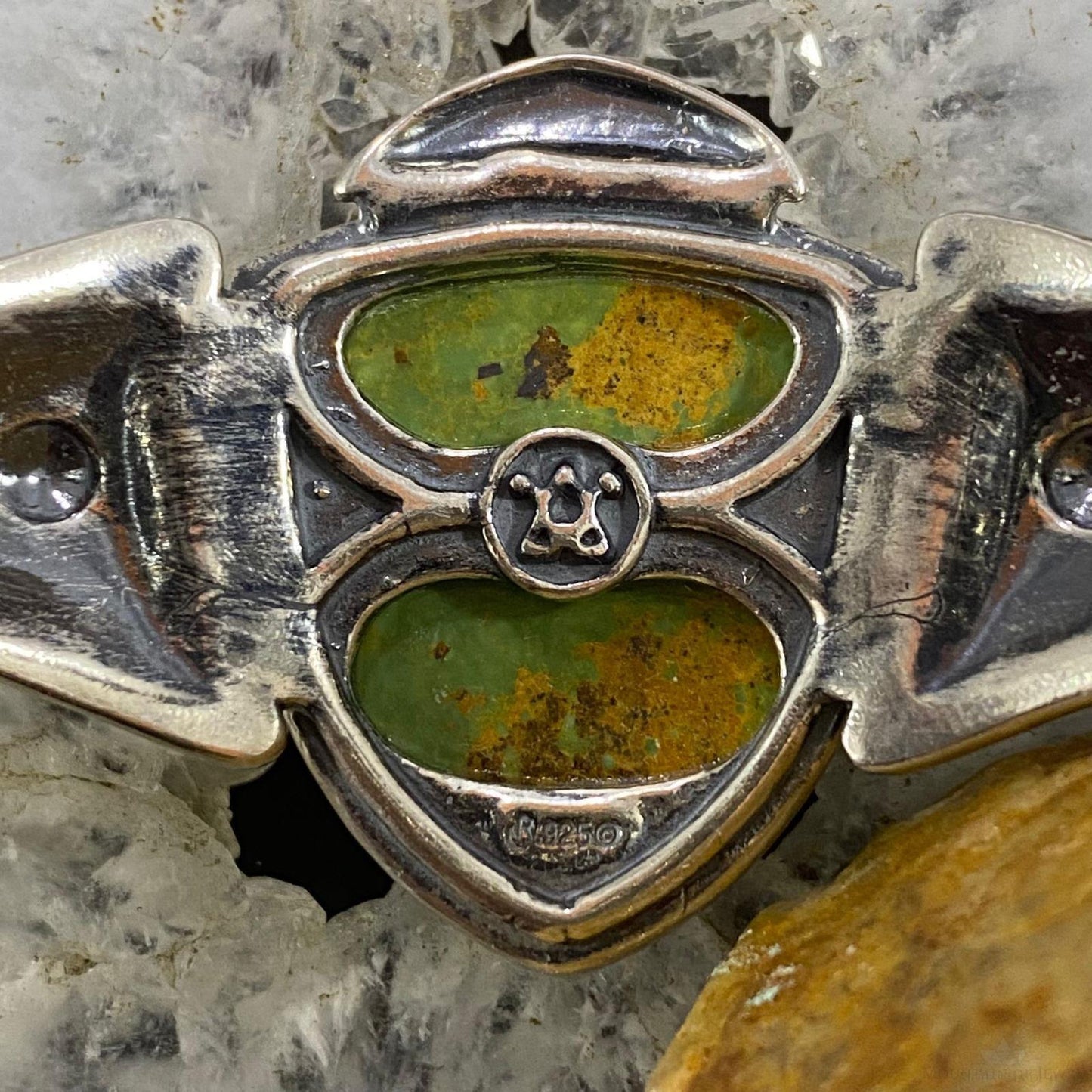 Carolyn Pollack Sterling Silver Shield Green Turquoise Decorated Bracelet For Women