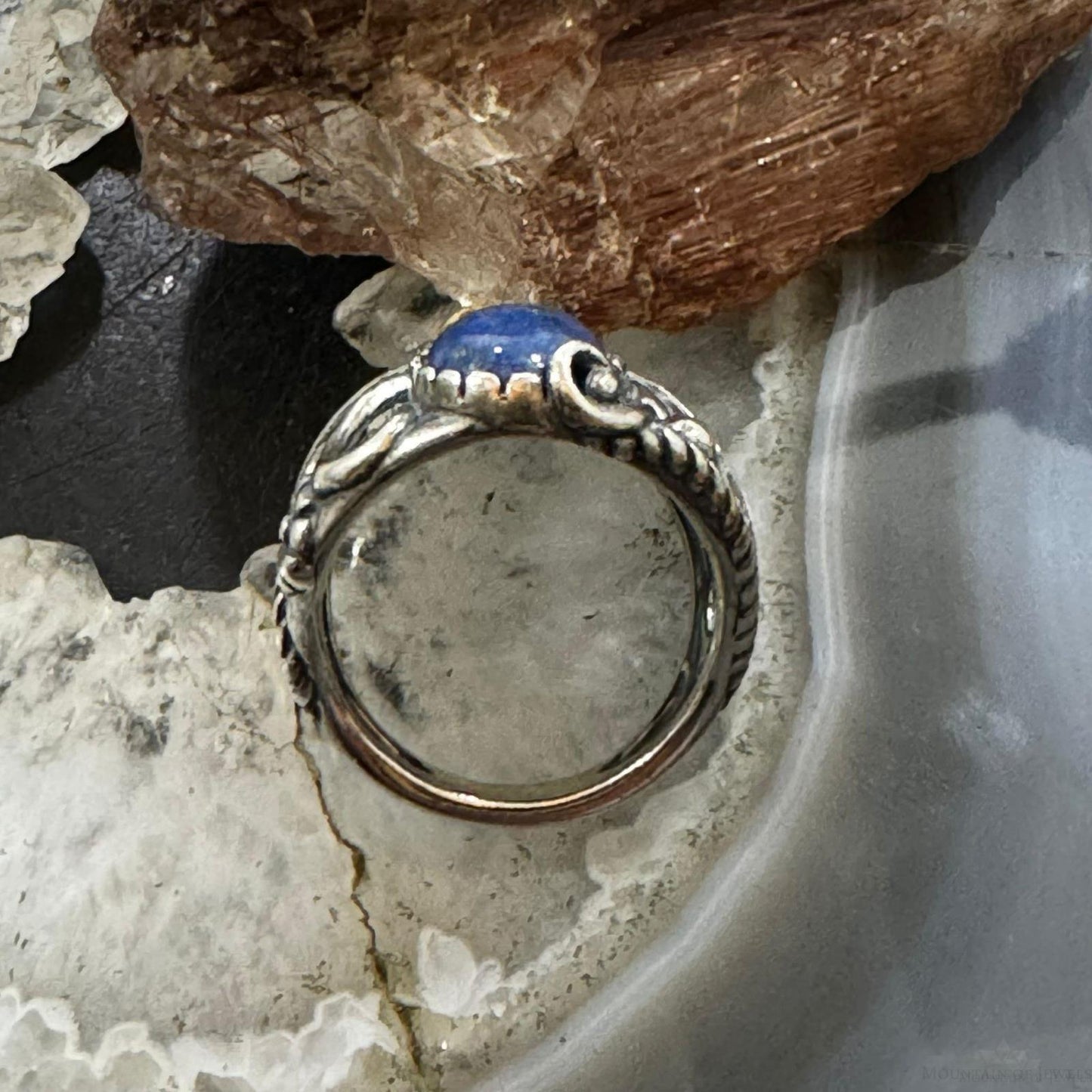 Carolyn Pollack Sterling Silver Picture Jasper & Denim Lapis Ring Size 6.25 For Women