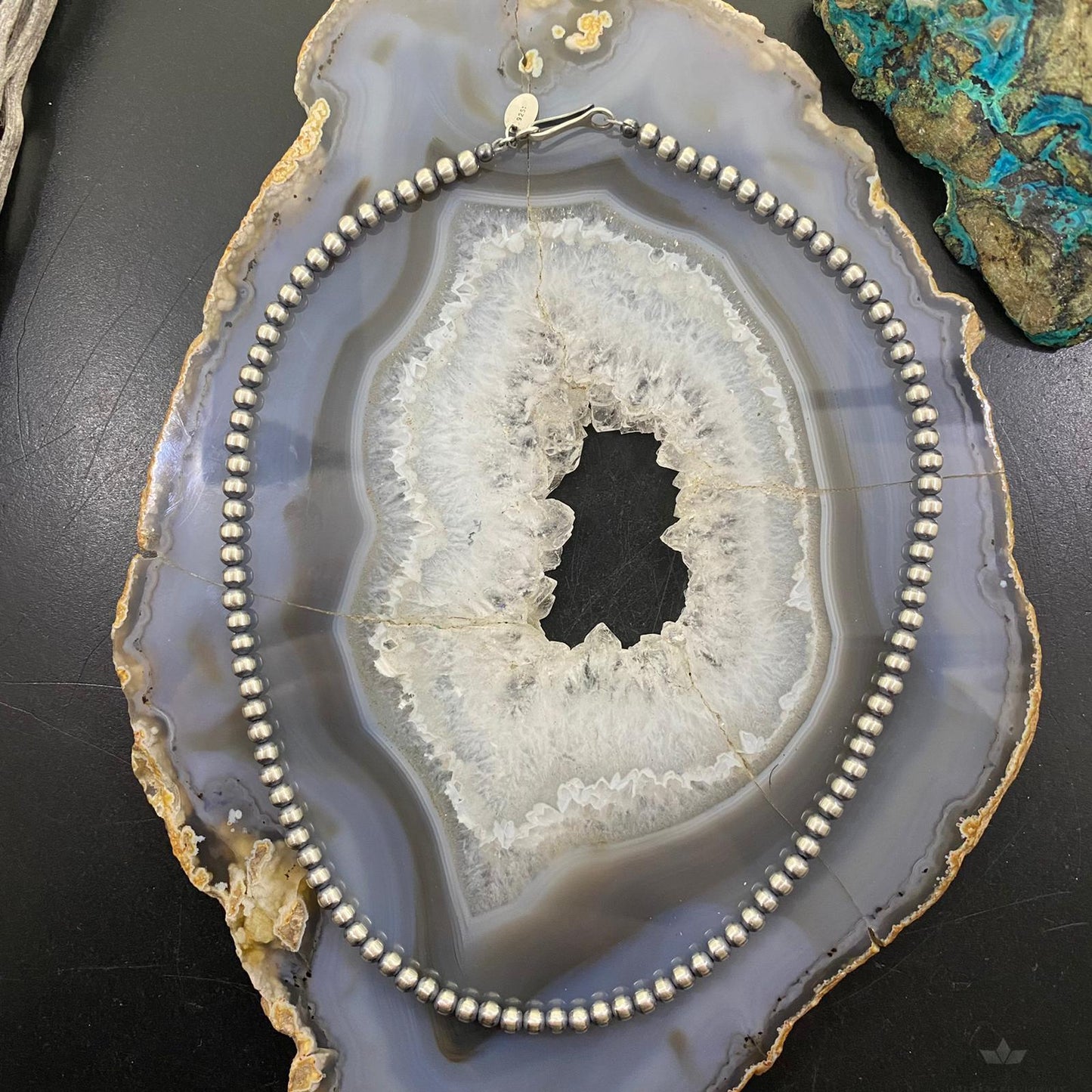 Navajo Pearl Beads 4 mm Sterling Silver Necklace Length 16" For Women