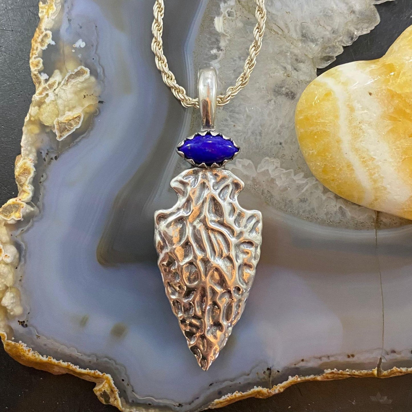 Carolyn Pollack Southwestern Style Sterling Silver Lapis Arrowhead Enhancer Pendant For Women