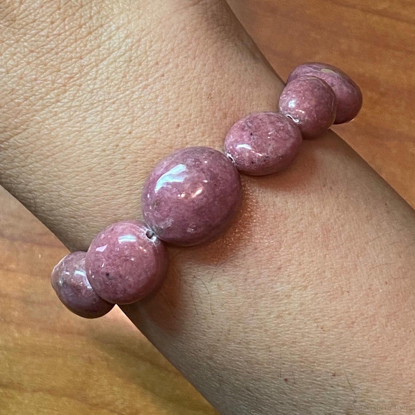 Carolyn Pollack Sterling Silver Chunky Rhodonite Bead Link Bracelet For Women